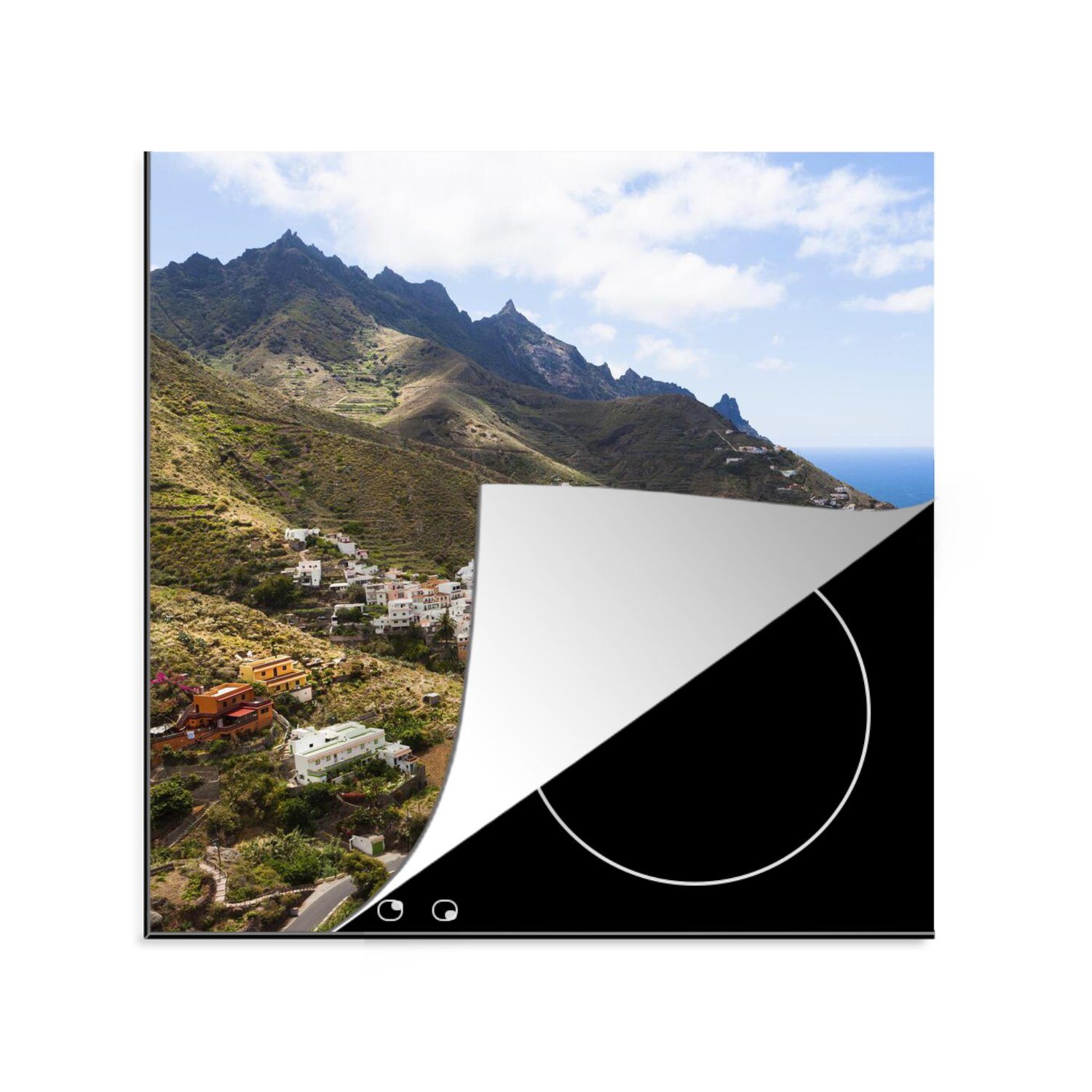MuchoWow Herdblende-/Abdeckplatte Anaga-Gebirge auf Teneriffa, Vinyl, (1 tlg), 78x78 cm, Ceranfeldabdeckung, Arbeitsplatte für küche