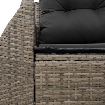 vidaXL Loungesofa Gartensofa 2-Sitzer mit Kissen Grau Poly Rattan