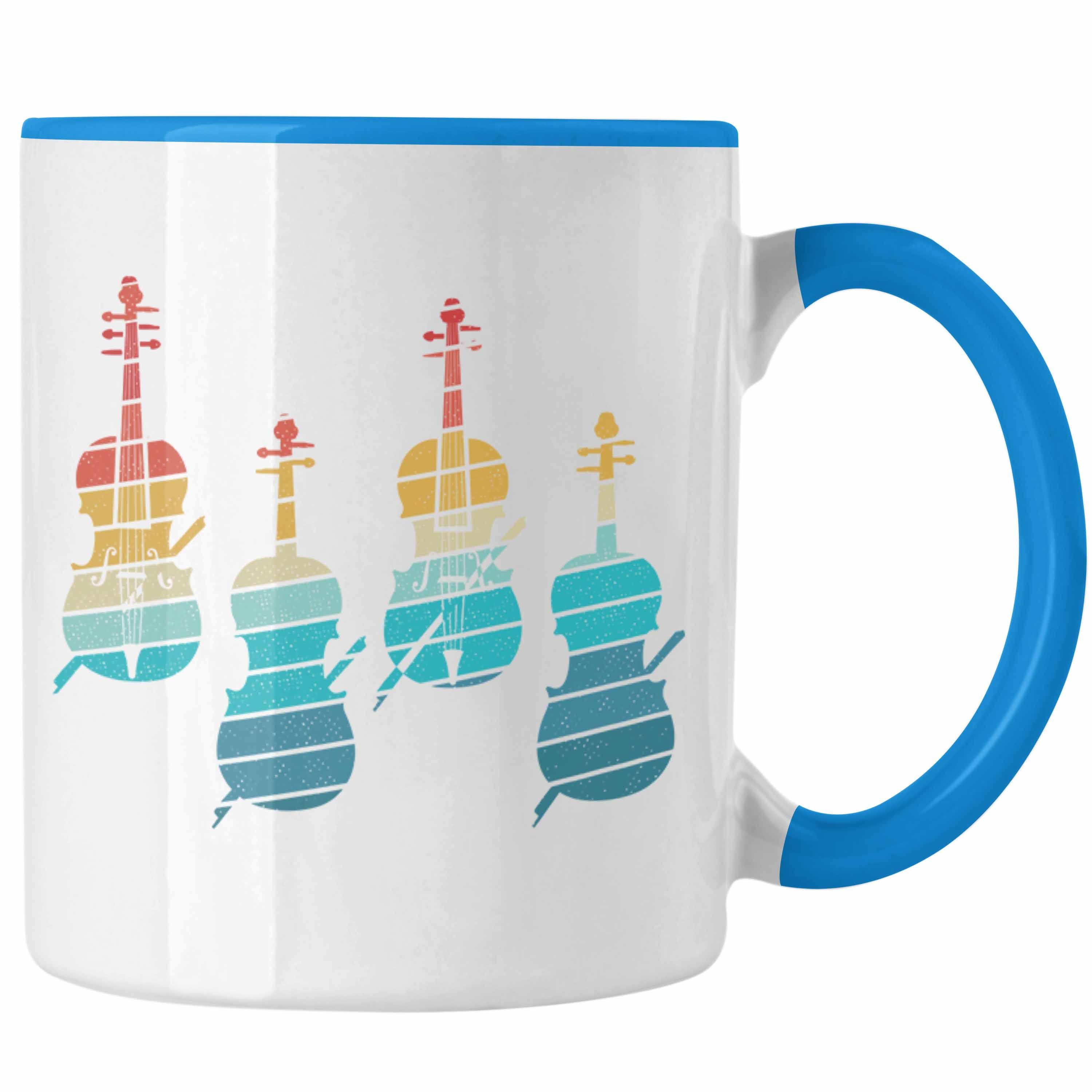 Trendation Tasse Geigenspieler Geschenk Tasse Geigenspielerin Kaffee-Becher Geigen Graf Blau