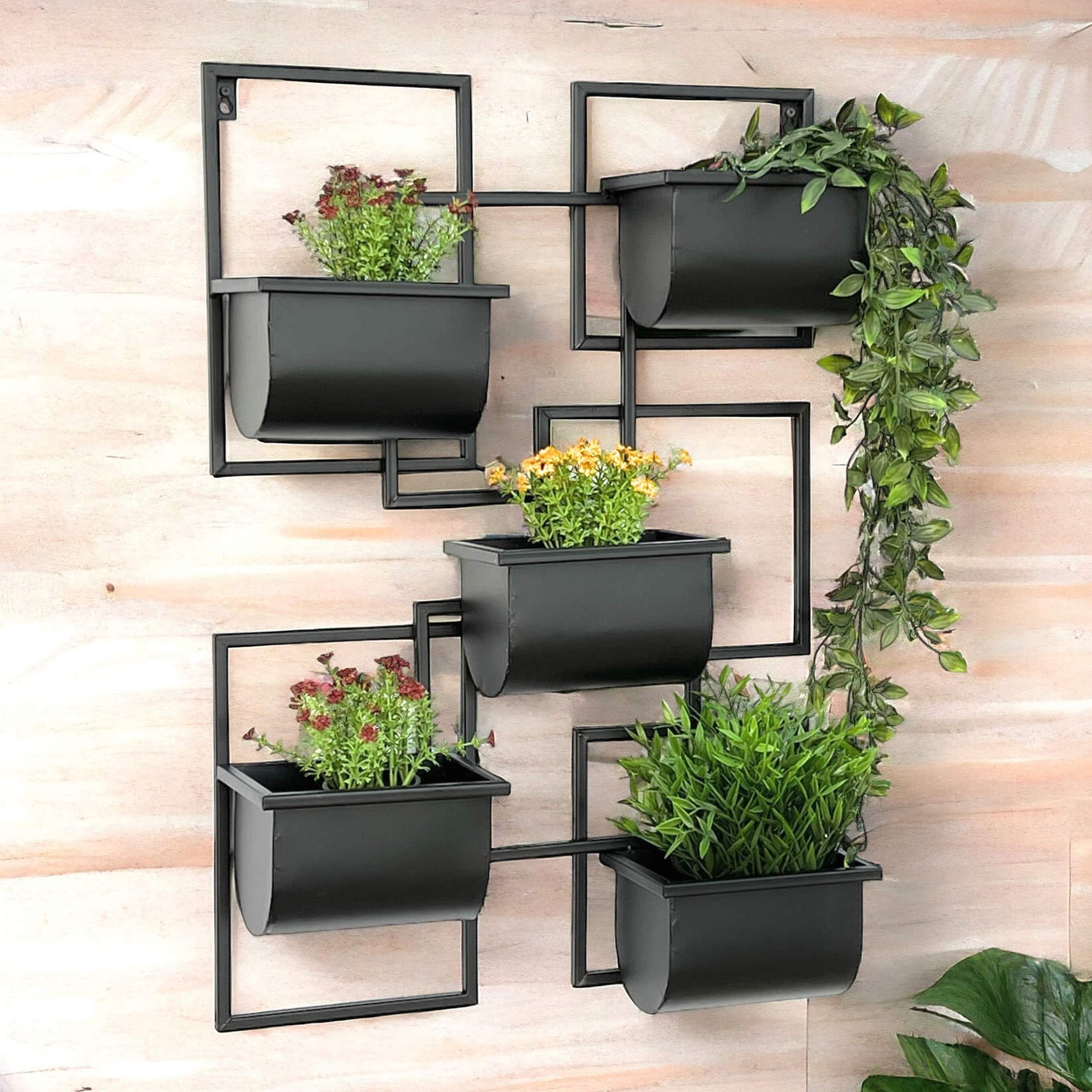 DanDiBo Blumenständer Kräuterregal Küche Wand Metall Schwarz 96525 Blumenregal Wandregal