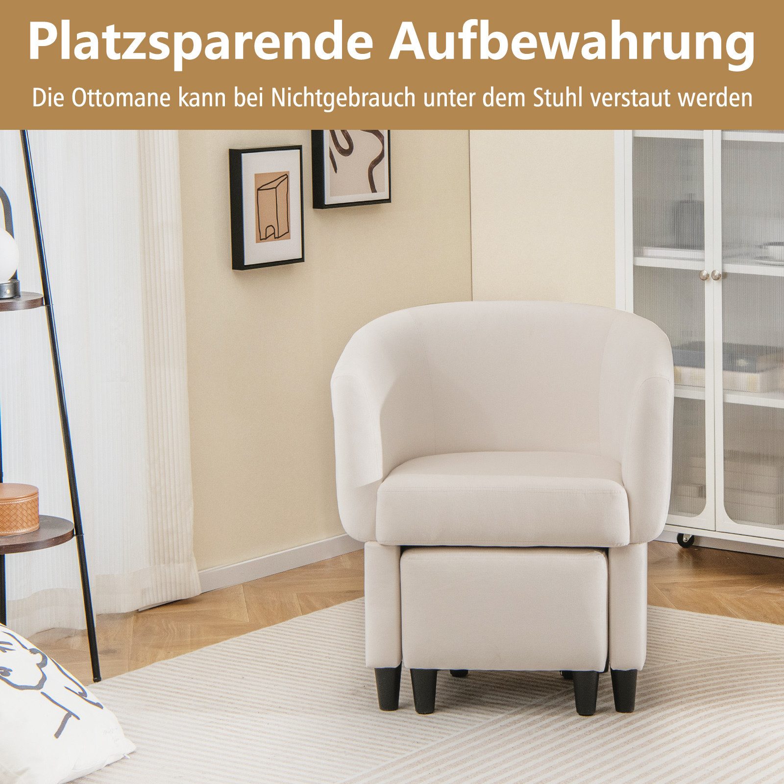 COSTWAY Relaxsessel, Sessel Samt, mit Fußhocker, günstig online kaufen