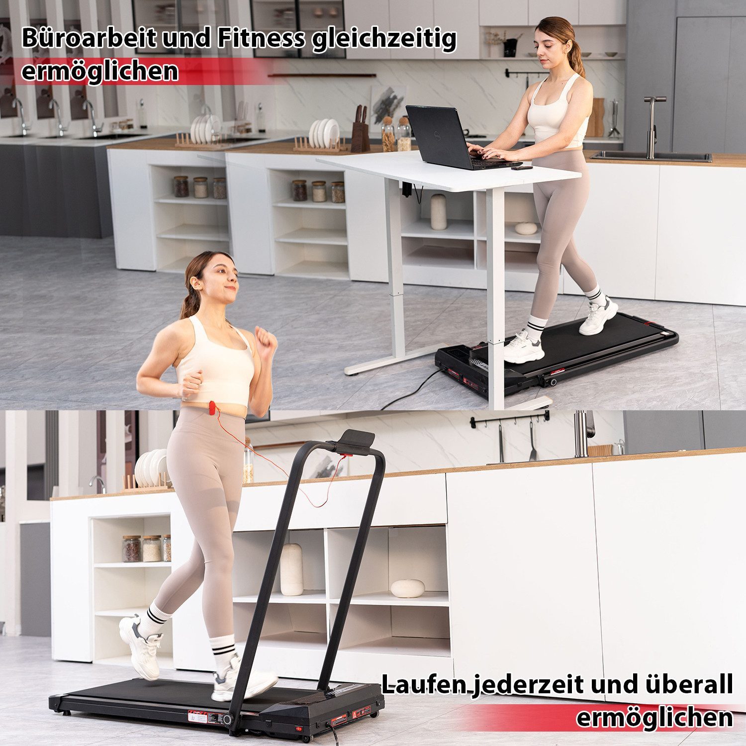 CITYSPORTS Laufband 1400W klappbares Laufband, 1–12 km/h, 2 HP, mit Fernbedienung, Komplett montiert, 6 % Steigung, mit Werkzeugsatz
