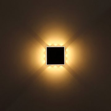 Globo LED Wandleuchte SAIDY, 13-flammig, Schwarz Matt, Metall, LED fest integriert, Warmweiß, Hauptlampenschirm aus Kunststoff, runde Lampenschirme aus Acryl