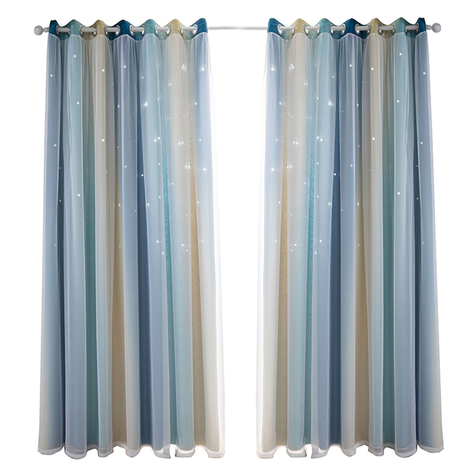 OKWISH Verdunkelungsvorhang 2er Set Curtains Farbverlauf günstig online kaufen
