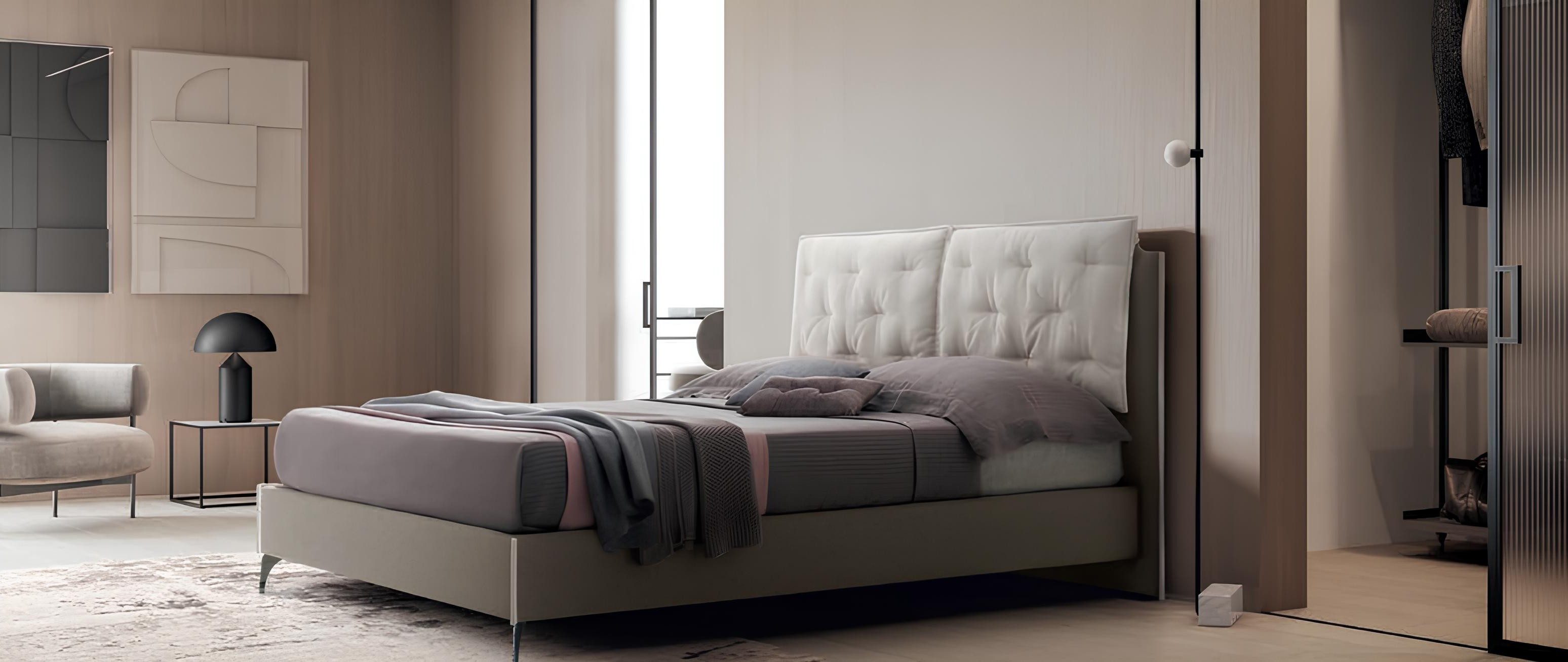 Polsterbett Designer Bett für Schlafzimmer im Luxus-Textil-Stil