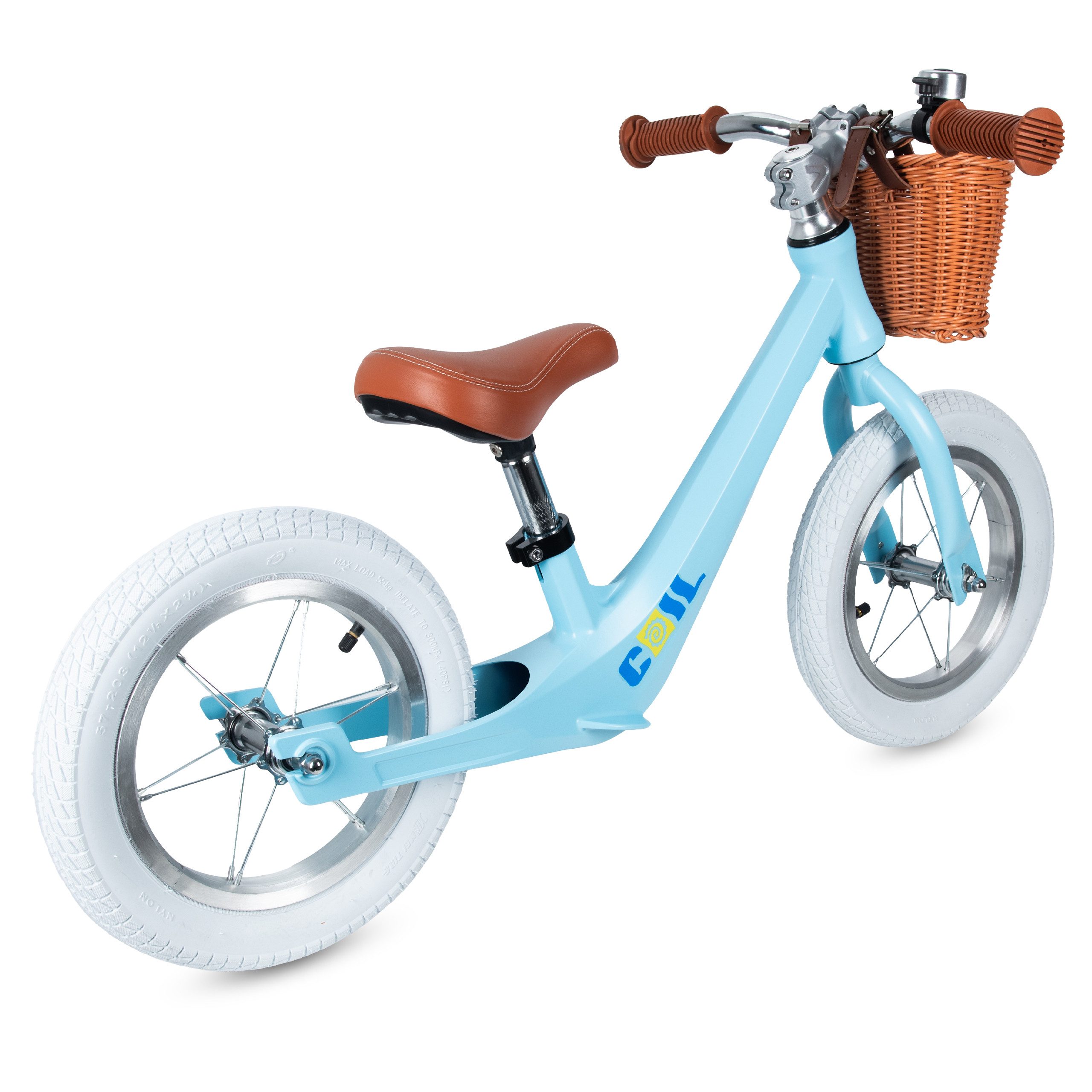 COIL Fahrrad-Laufrad Lauflernrad, Kinderlaufrad, Rutscher, Balance Bike (ab 2 Jahren und bis 30 kg), Rahmen aus Magnesiumlegierung, 12-Zoll-Lufträder, Korb, Kli – Bild 5 von 5