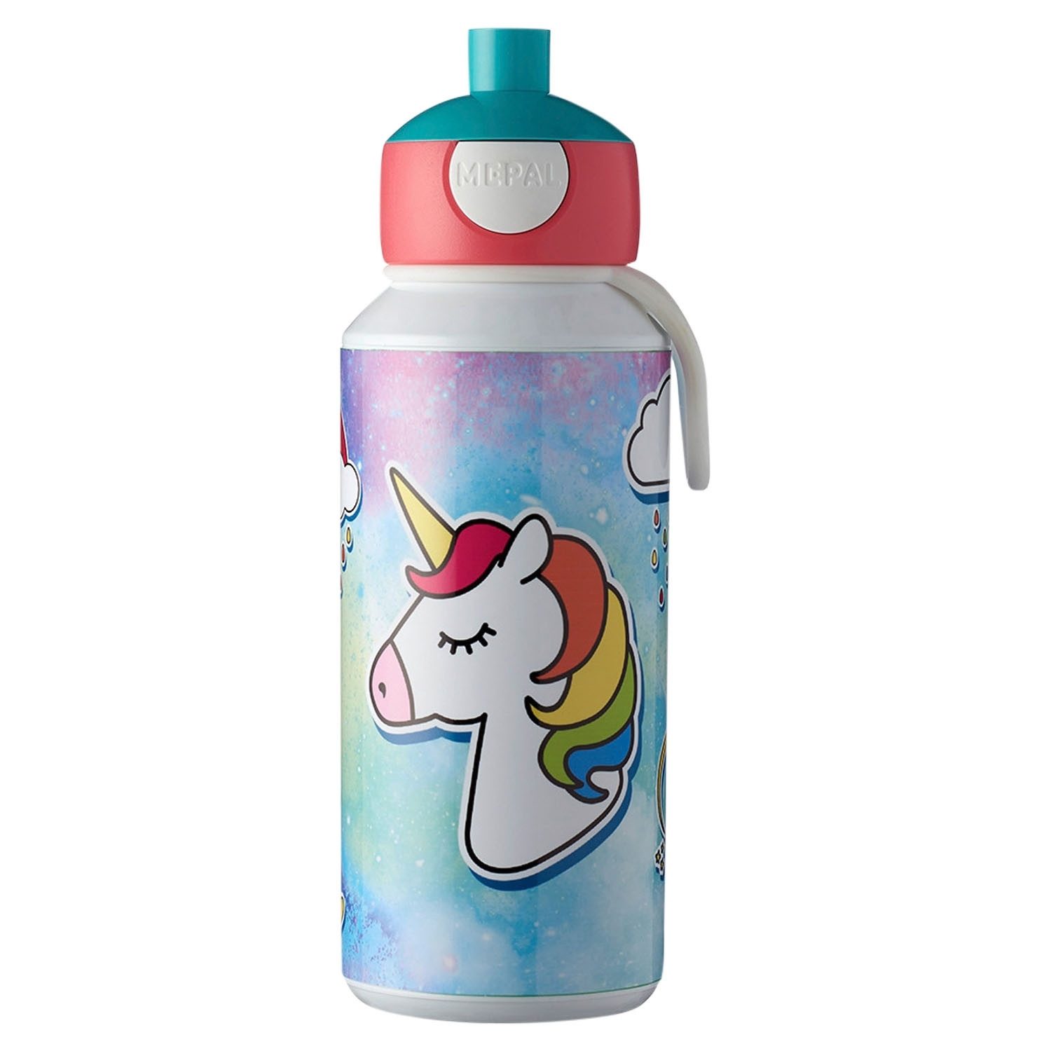 Trinkflasche CAMPUS, 400 ml, Rot, Türkis, Kunststoff, Silikon