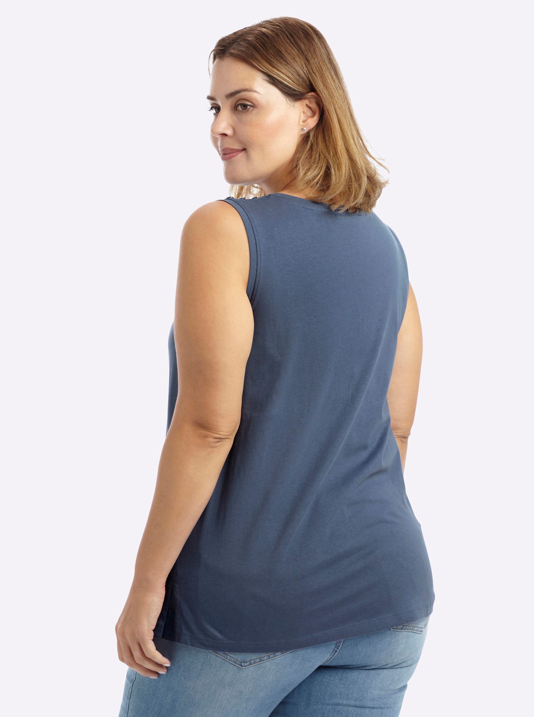 Sheego Shirttop Top Ärmellos