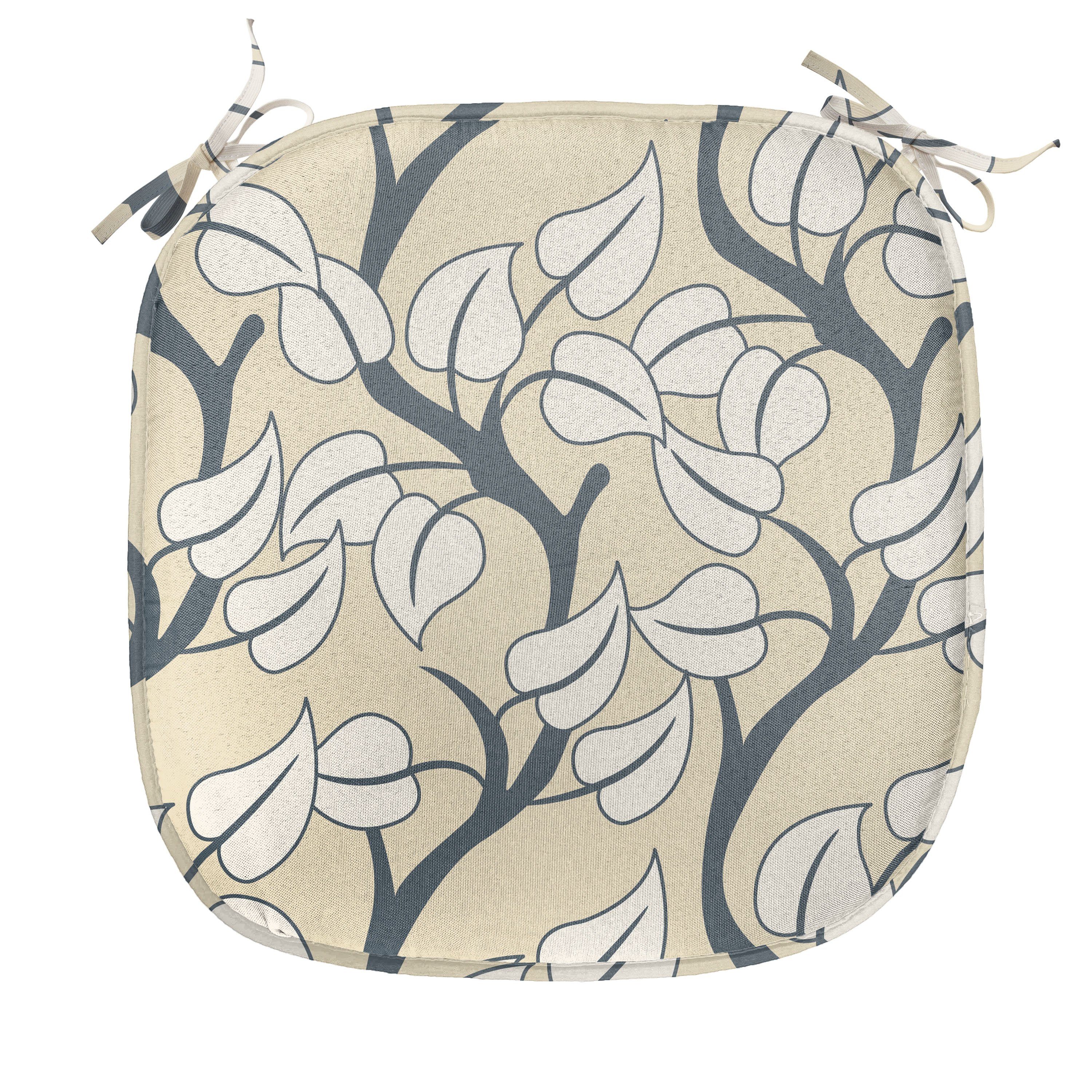 Kissen Stuhlkissen Blühende Dekoratives wasserfestes Zweige mit für Riemen Abakuhaus Küchensitze, Blätter