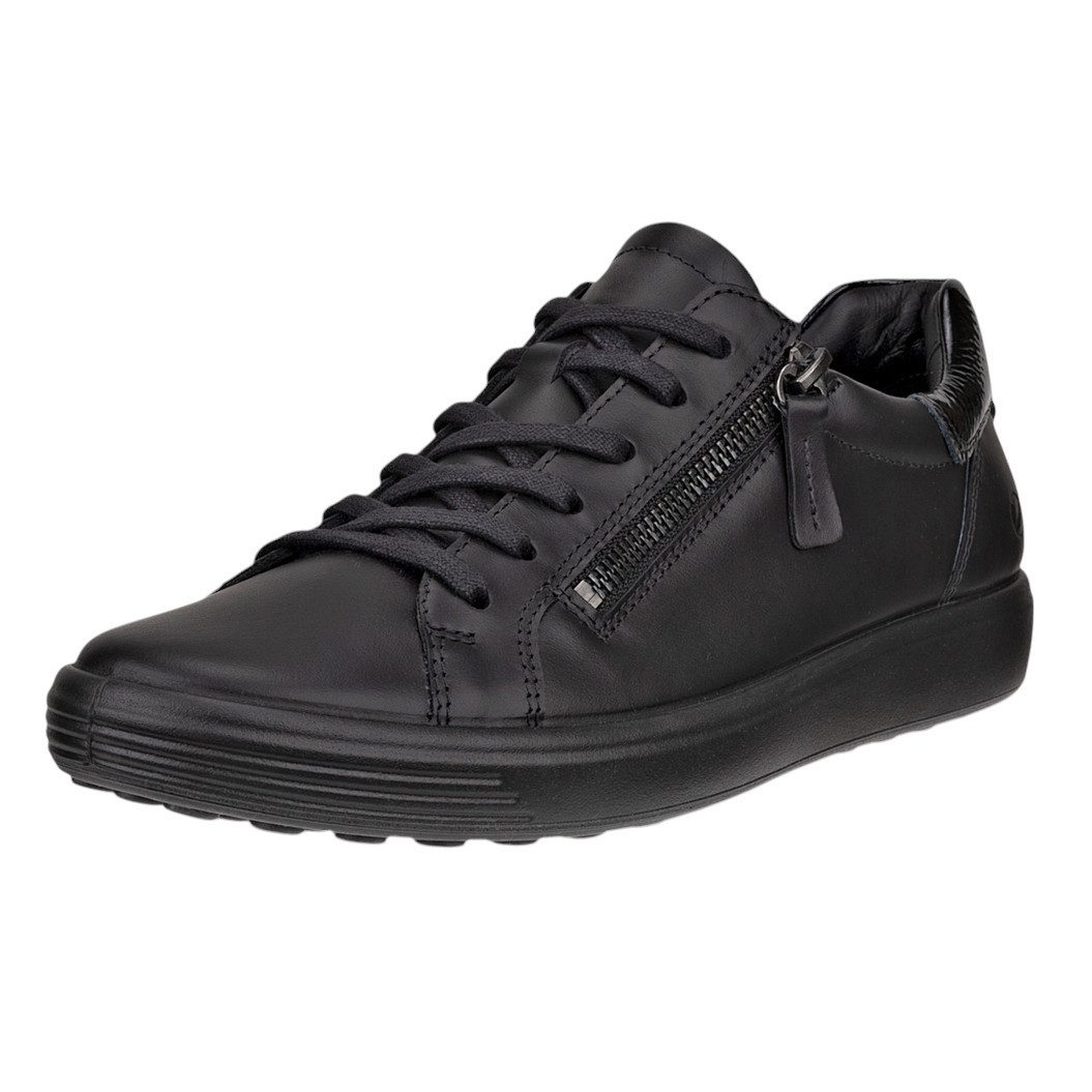 Ecco Soft 7 Side Zip Lace (Premium-Vollnarbenleder) schwarz Damen Sneaker günstig online kaufen