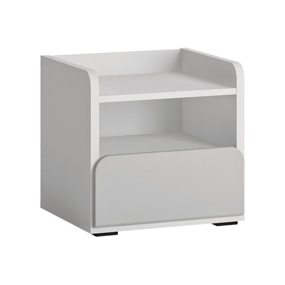 Lomadox Nachttisch FLINT-129, Nachtschrank, Nachtkommode, weiß, grau, 42x41 günstig online kaufen