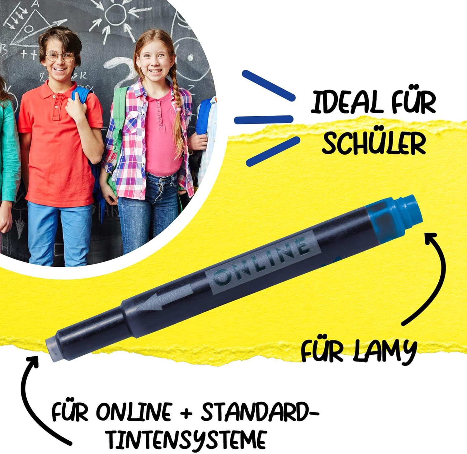 Online Pen ONLINE Kombipatrone Maxi-Pack blau, 25 Stück Tintenpatrone
