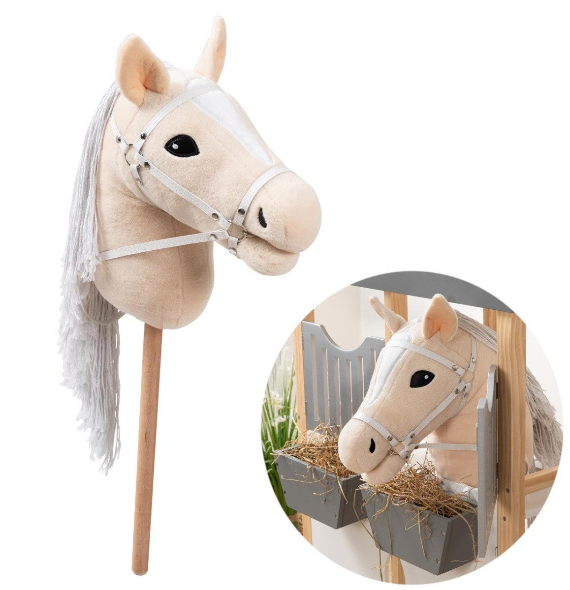 ELLA & PIET® Steckenpferd Großes Hobby Horse CARAMEL mit Tasche (Beige)