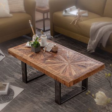 KADIMA DESIGN Couchtisch Kaffeetisch Mango, Rustikaler Mangoholz Sofatisch mit Metallbeinen