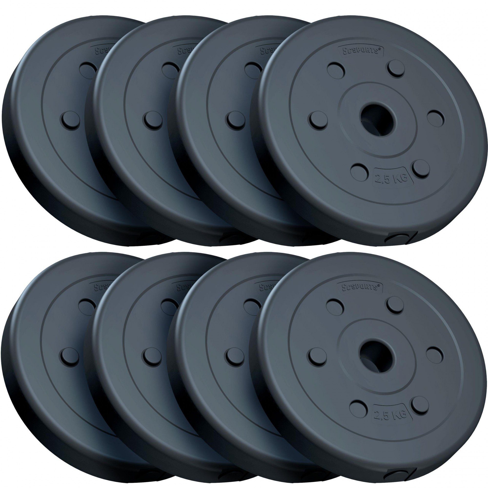 ScSPORTS® Hantelscheiben Set 20 kg Ø 30mm Kunststoff Gewichtsscheiben Gewichte, (10000165-tlg)