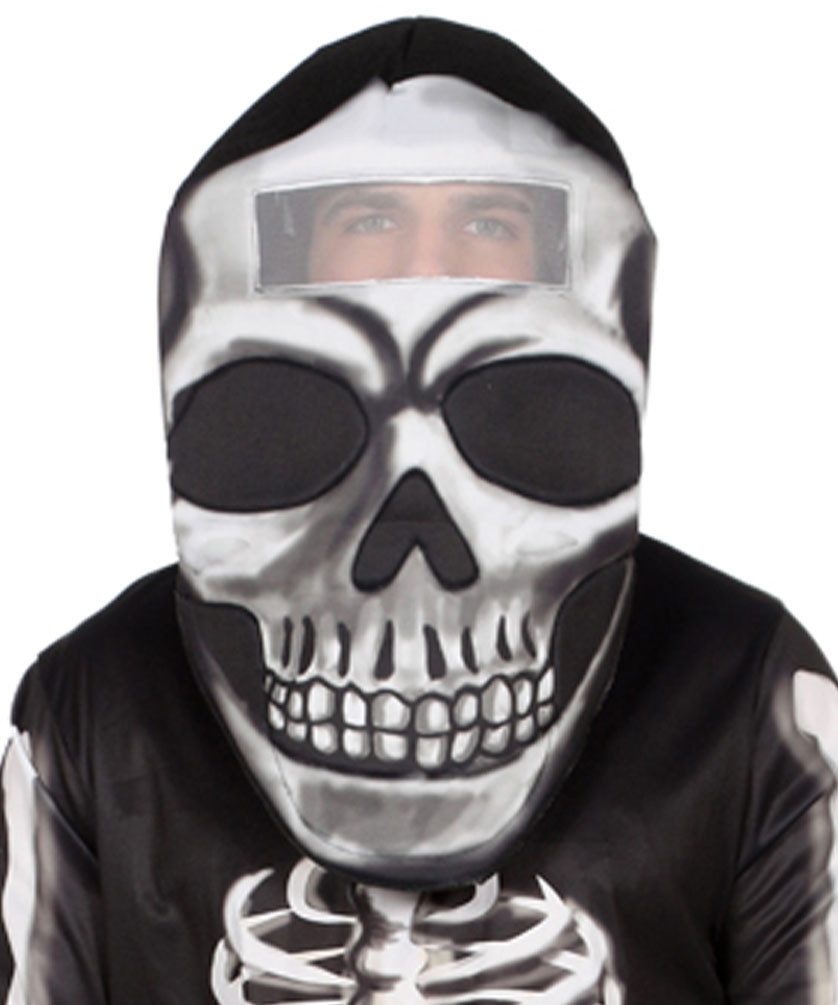 Karneval-Klamotten Zombie-Kostüm Skelett-Overall Knochenanzug Big Head Herren, Horror Herrenkostüm Skelett Halloweenkostüm Knochenmuster Karneval
