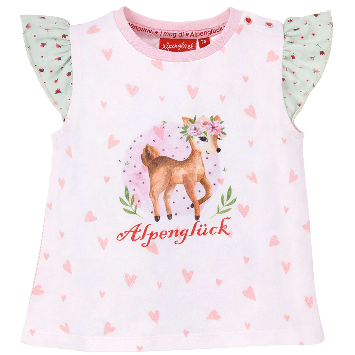 T-Shirt Baby Mädchen T-Shirt 'Bambi' 86751, Weiß Rosa