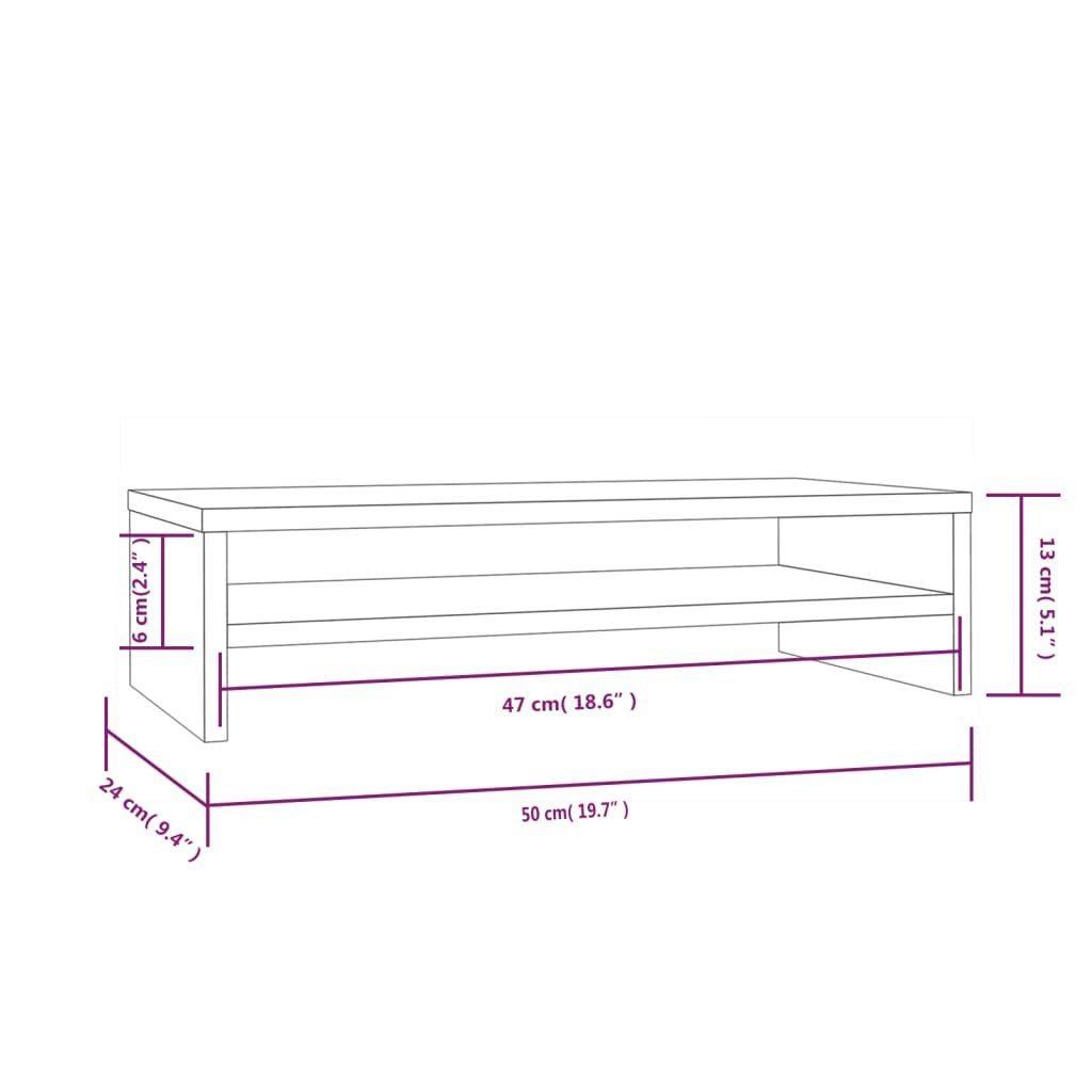 (1-St) 50x24x13 Weiß Kiefer TV-Schrank vidaXL cm Massivholz Monitorständer