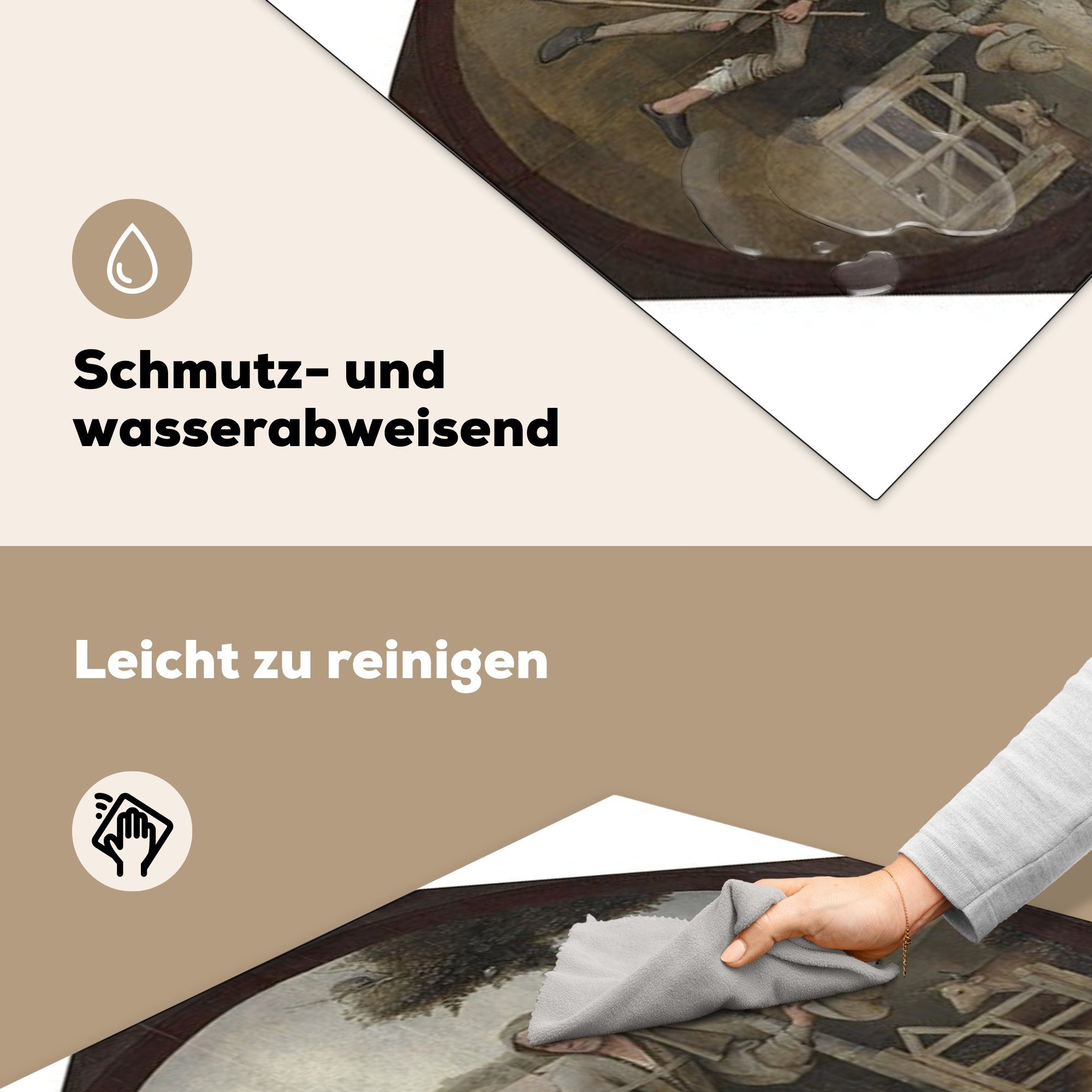 küche Gemälde Hausierer Hieronymus cm, Herdblende-/Abdeckplatte tlg), - 78x78 MuchoWow Ceranfeldabdeckung, Bosch, Vinyl, Der von (1 Arbeitsplatte für
