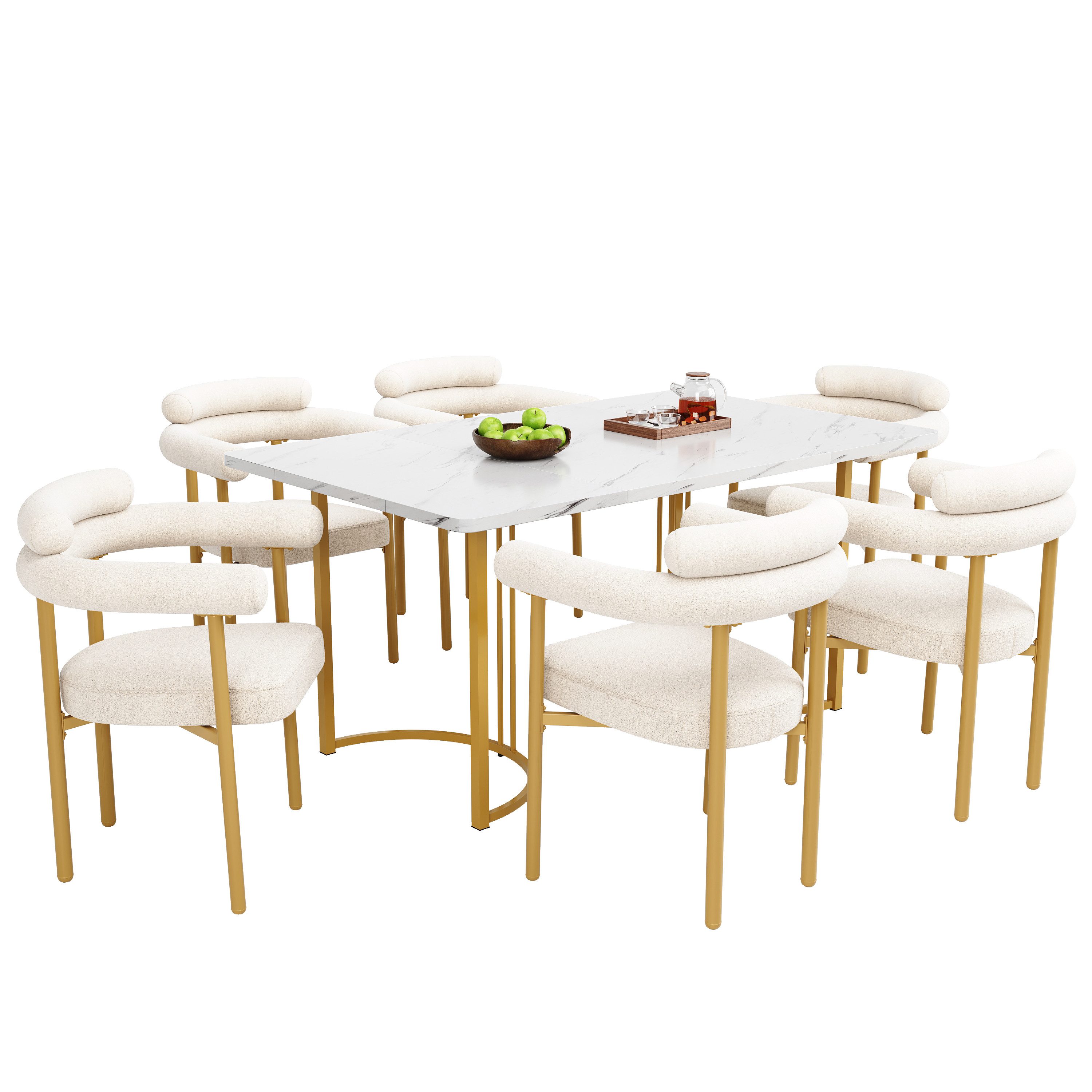 OKWISH Essgruppe Esstisch mit Samt-Stühlen, (Esstisch- günstig online kaufen