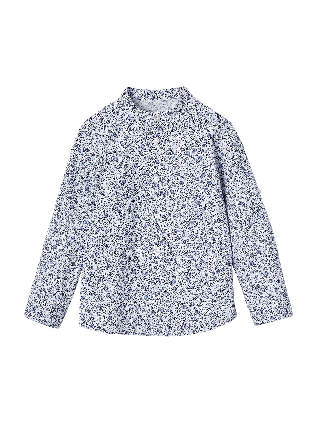 Langarmhemd Jungen Hemd mit Stehkragen und Blumenmuster