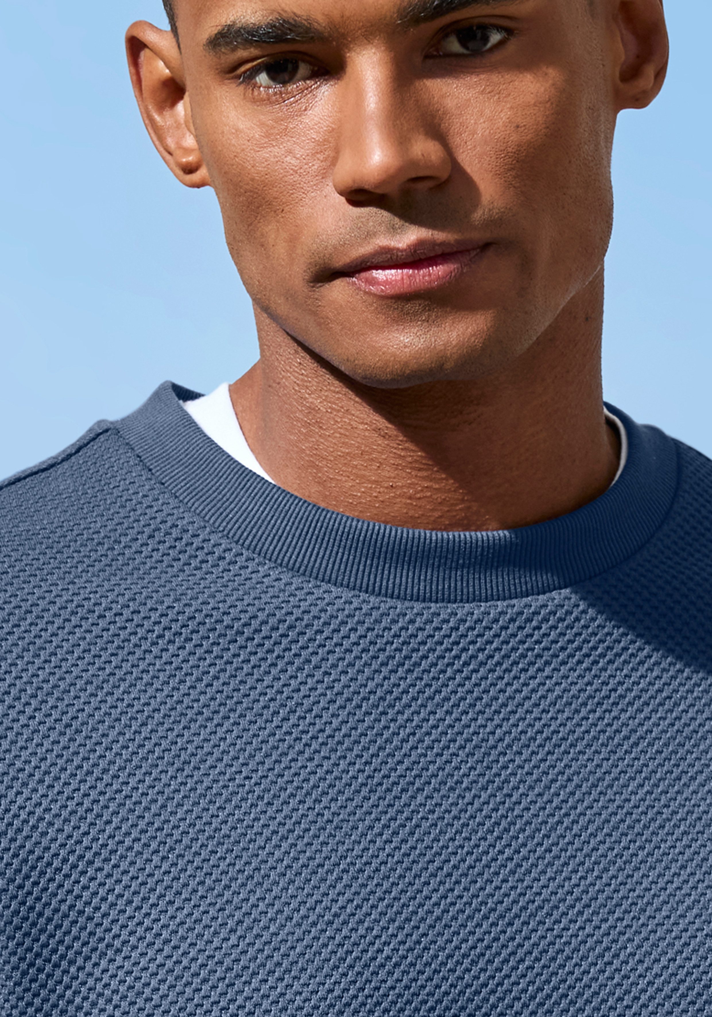 John Devin Sweatshirt Pullover aus Struktur-Qualität