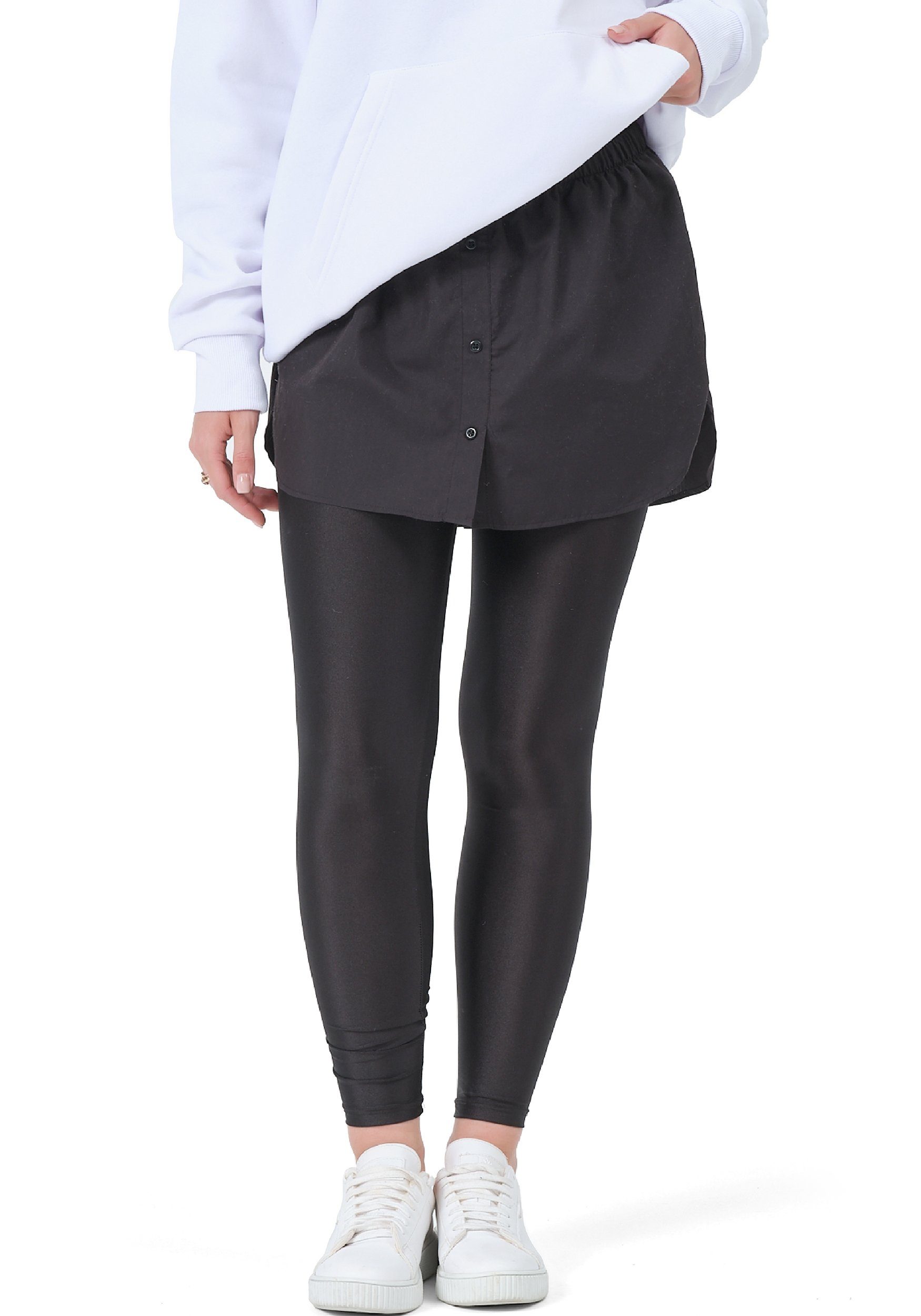 BLACKROCK Unterrock Damen Blusenrock Saum Verlängerung (2-tlg) mit Elastikbund, in Unifarbe mini Rock