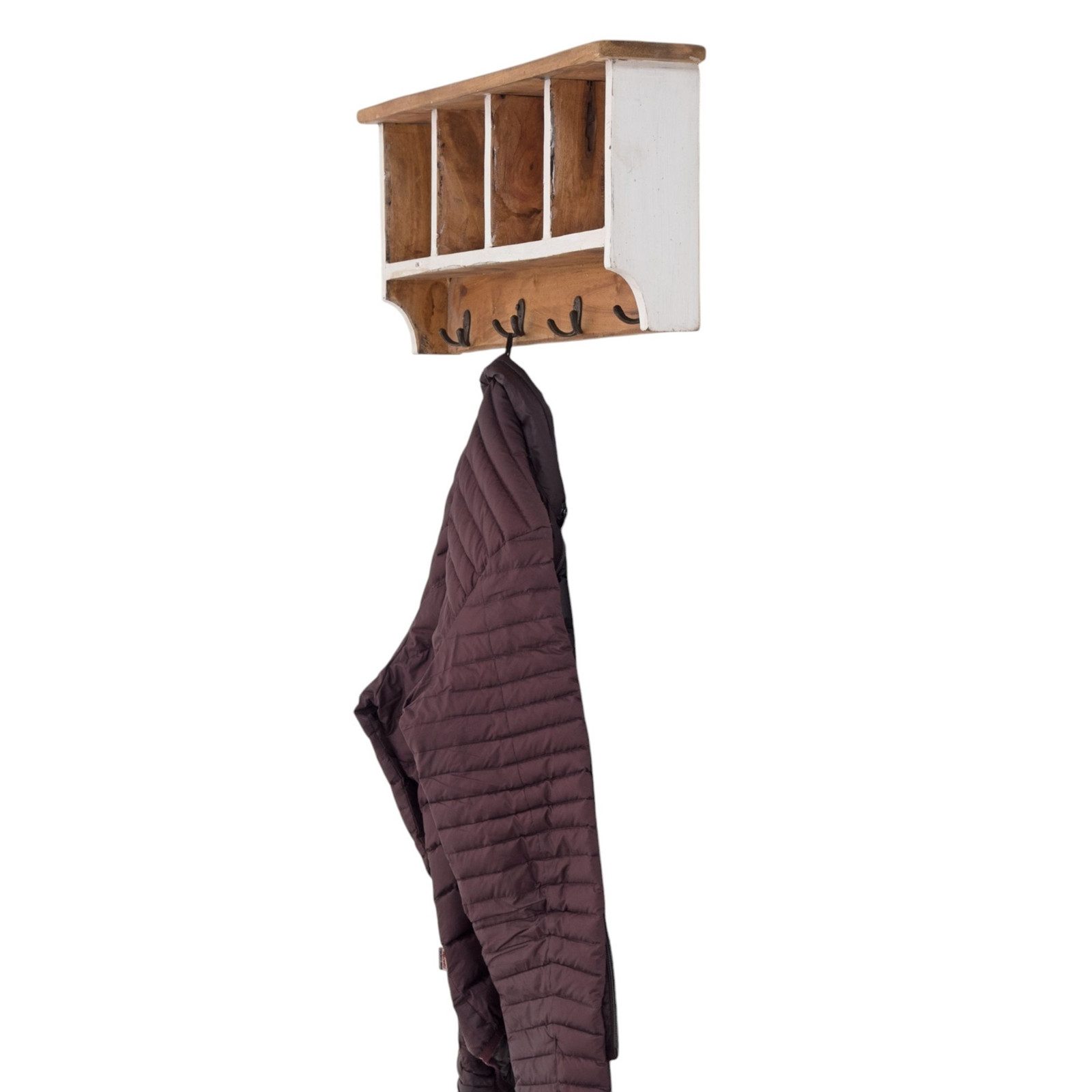 DESIGN DELIGHTS Wandgarderobe RUSTIKALE WANDGARDEROBE mit Fächern "VINTAGE 70", 70x27x11cm(BxHxT)