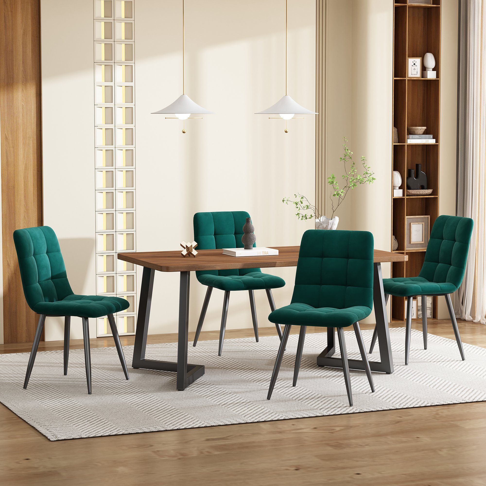 Flieks Essgruppe, (5-tlg), Esstisch mit 4 Stühlen Set Küchetisch Esszimmerstuhl, Metallbeine