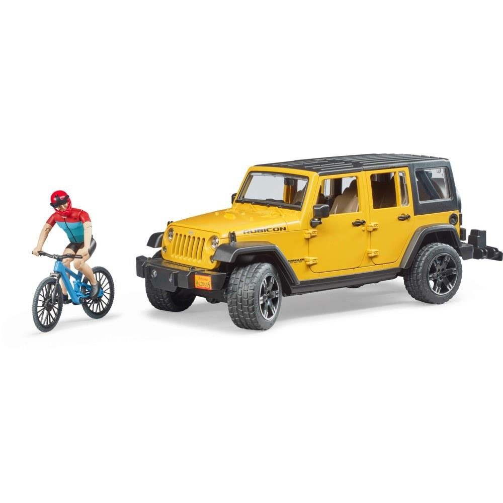 Bruder® Spielzeug-Auto 02543 - Jeep Wrangler Rubicon Unlimited, Gelb, mit Mountainbike und Radfahrer | Spielzeug-PKW
