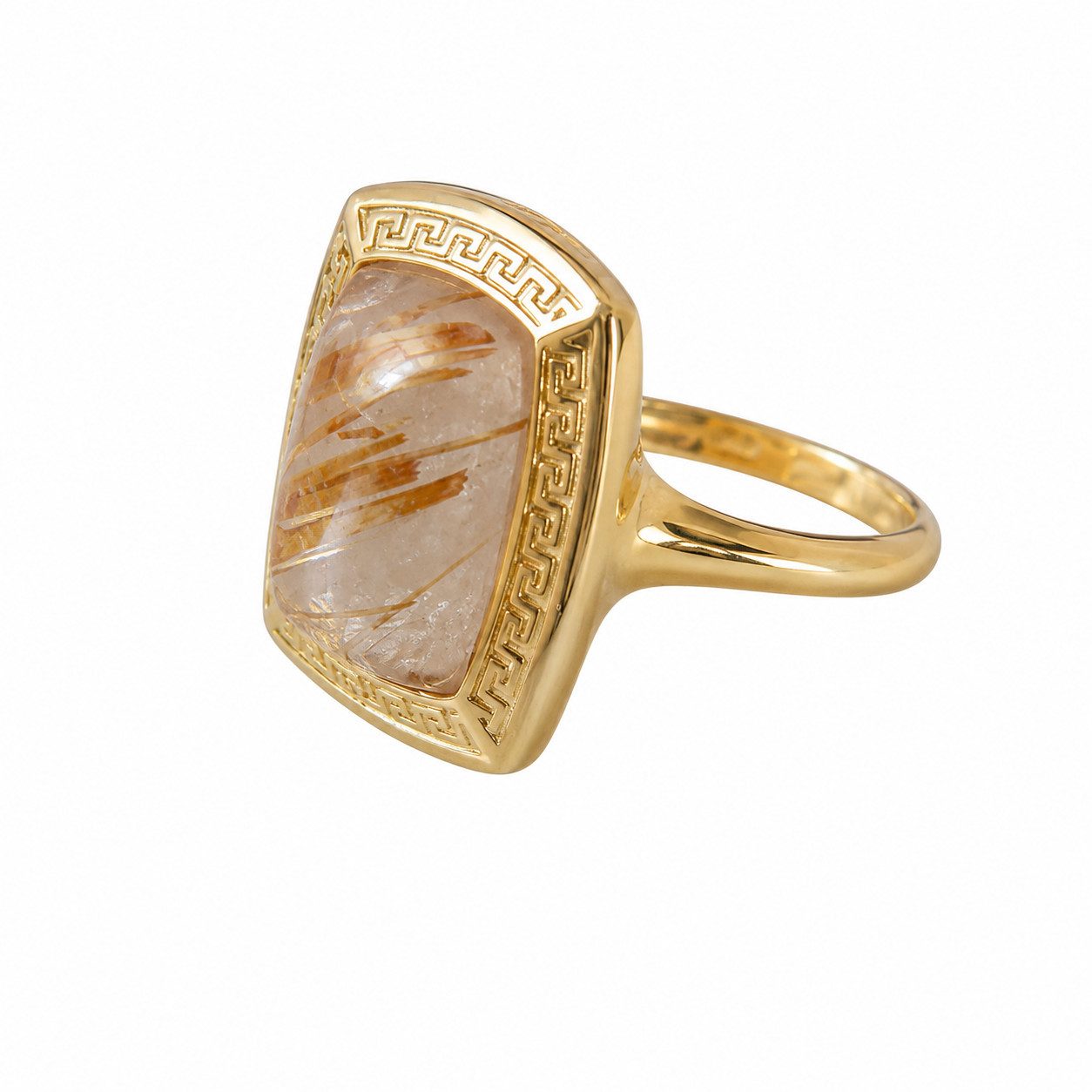 Sogni d'oro Fingerring mit Rutilquarz, Silber 925 vergoldet
