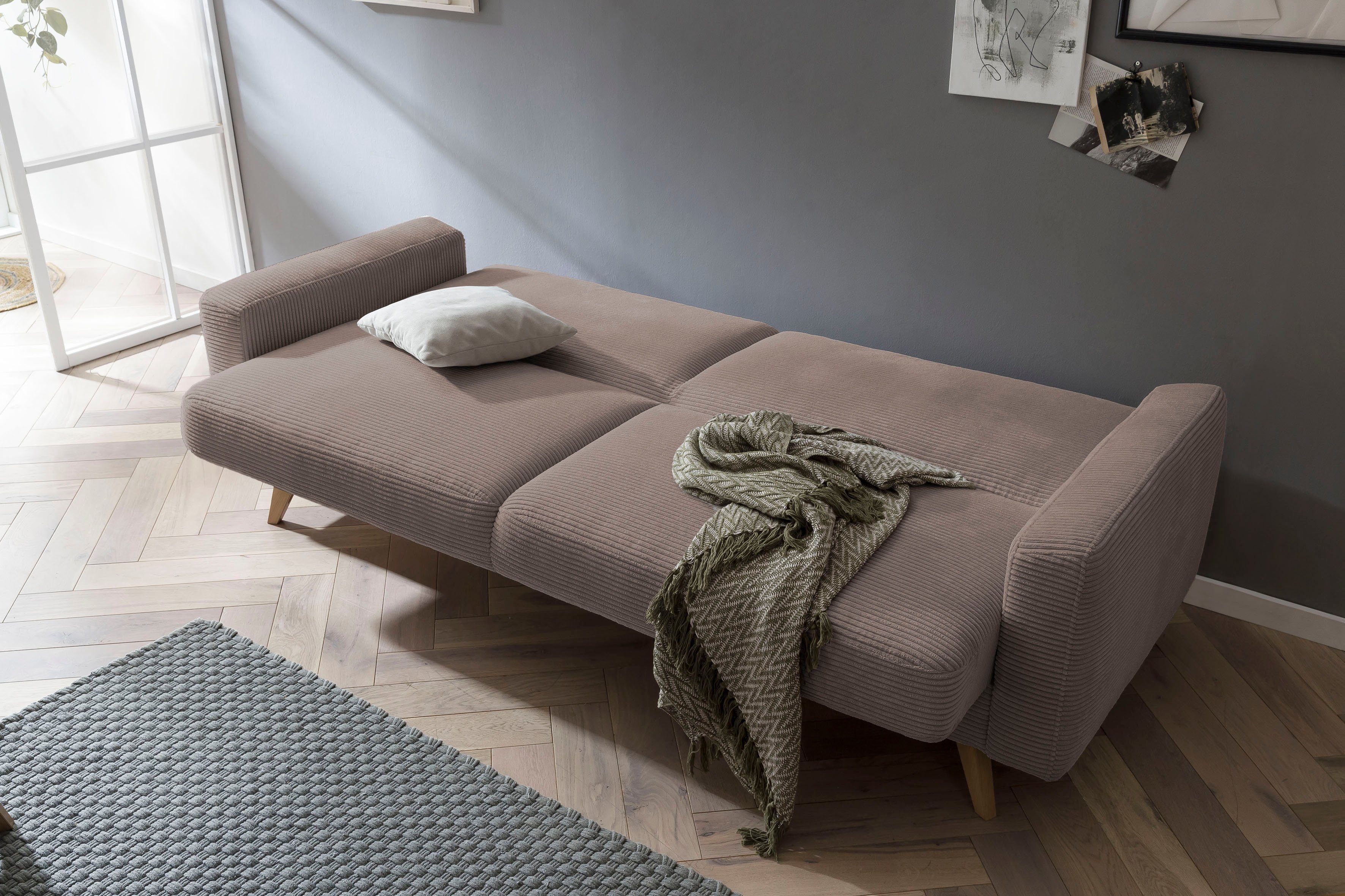 exxpo - sofa fashion cappucino Inklusive Bettfunktion und 3-Sitzer Samso, Bettkasten