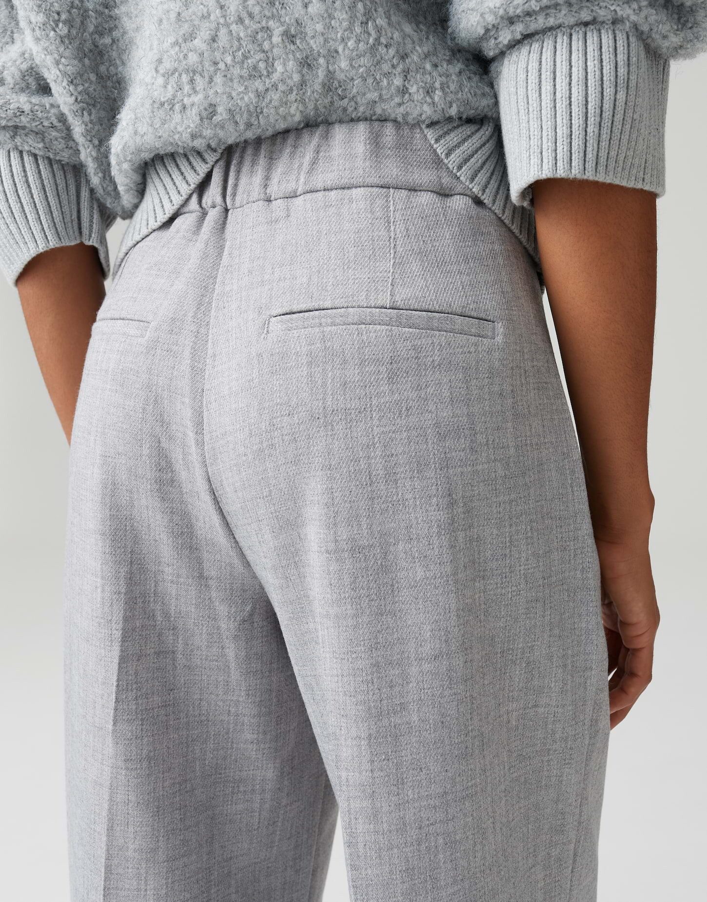 OPUS Stoffhose MAIGA COZY Wide Leg in Mélange Optik weiter, gerader Beinverlauf, natürlicher Griff, fließender Fall