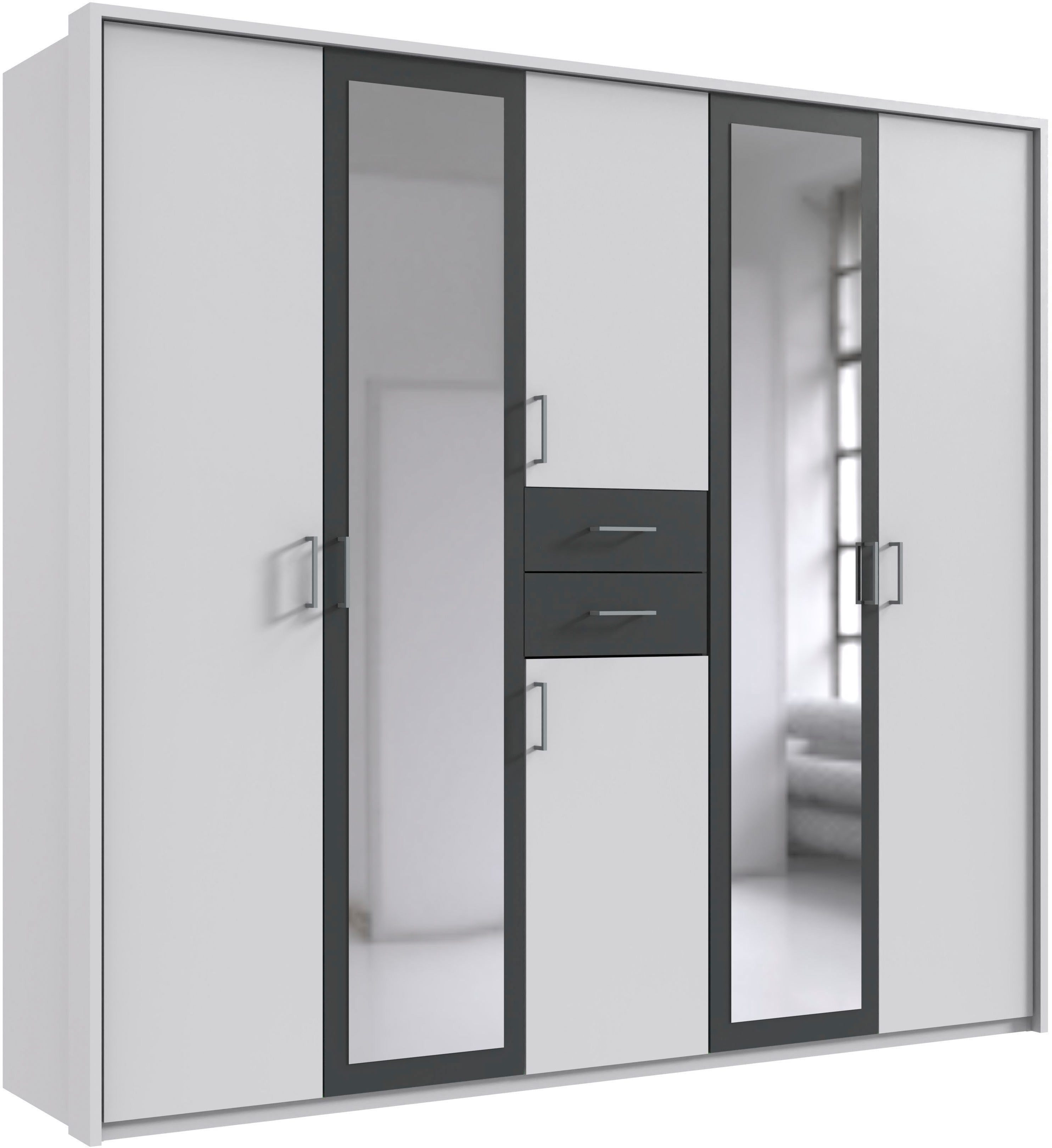 Kleiderschrank Diver Drehtürenschrank mit Spiegel, 180, 225 o. 270cm breit