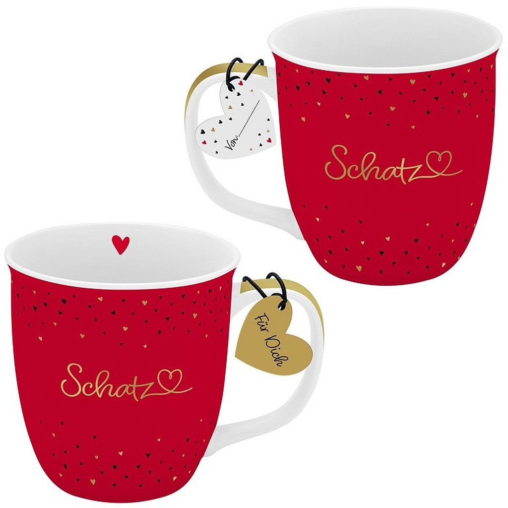 Sheepworld Tasse Tasse Tee- Kaffeetasse Kaffeebecher 32cl Geschenk Sheepworld SCHATZ, Material: Porzellan