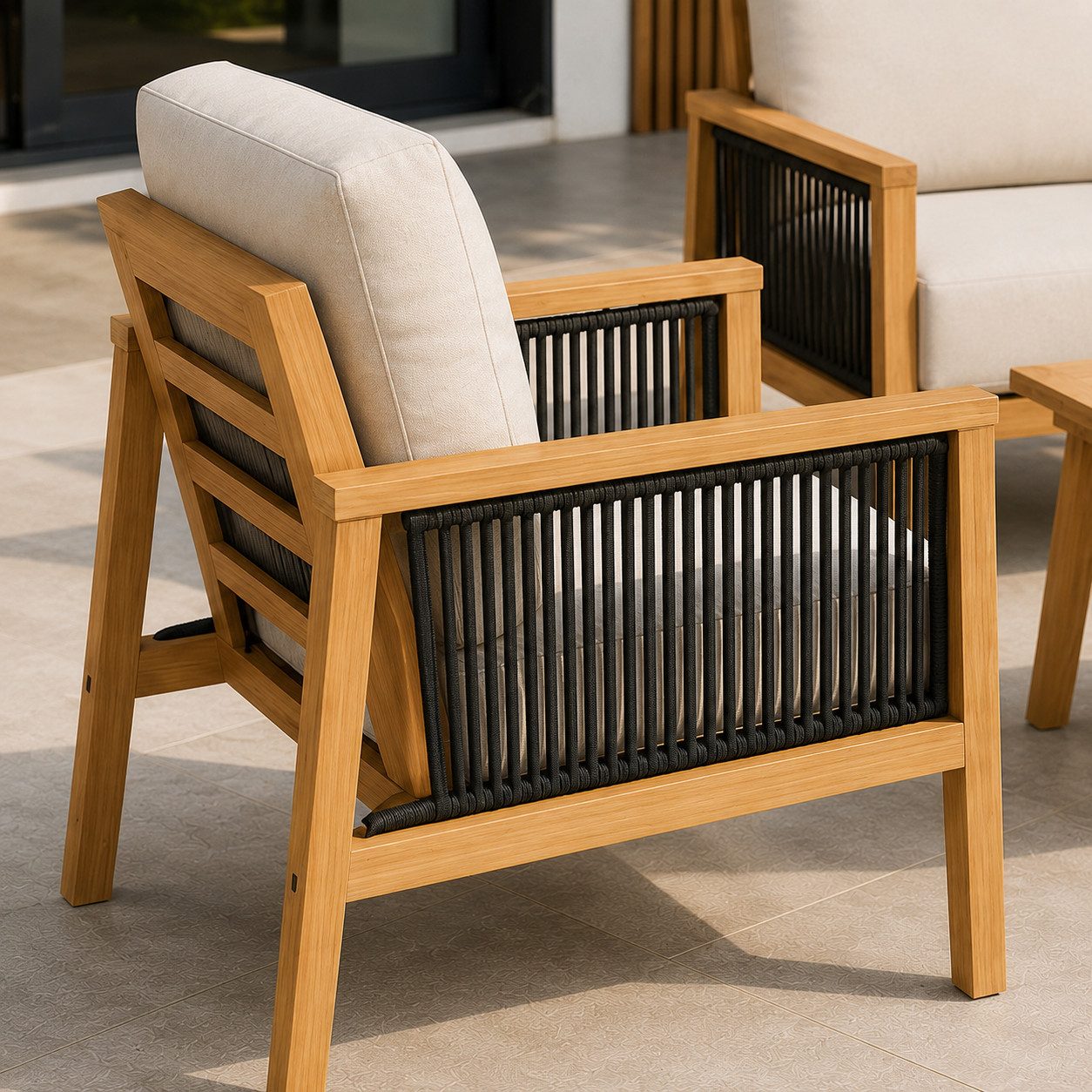 Greemotion Gartenlounge-Set Monaco mit Stühlen Gartenmöbel-Set Aluminium Beige inkl. Esstisch, (4-tlg), inkl. Kissen