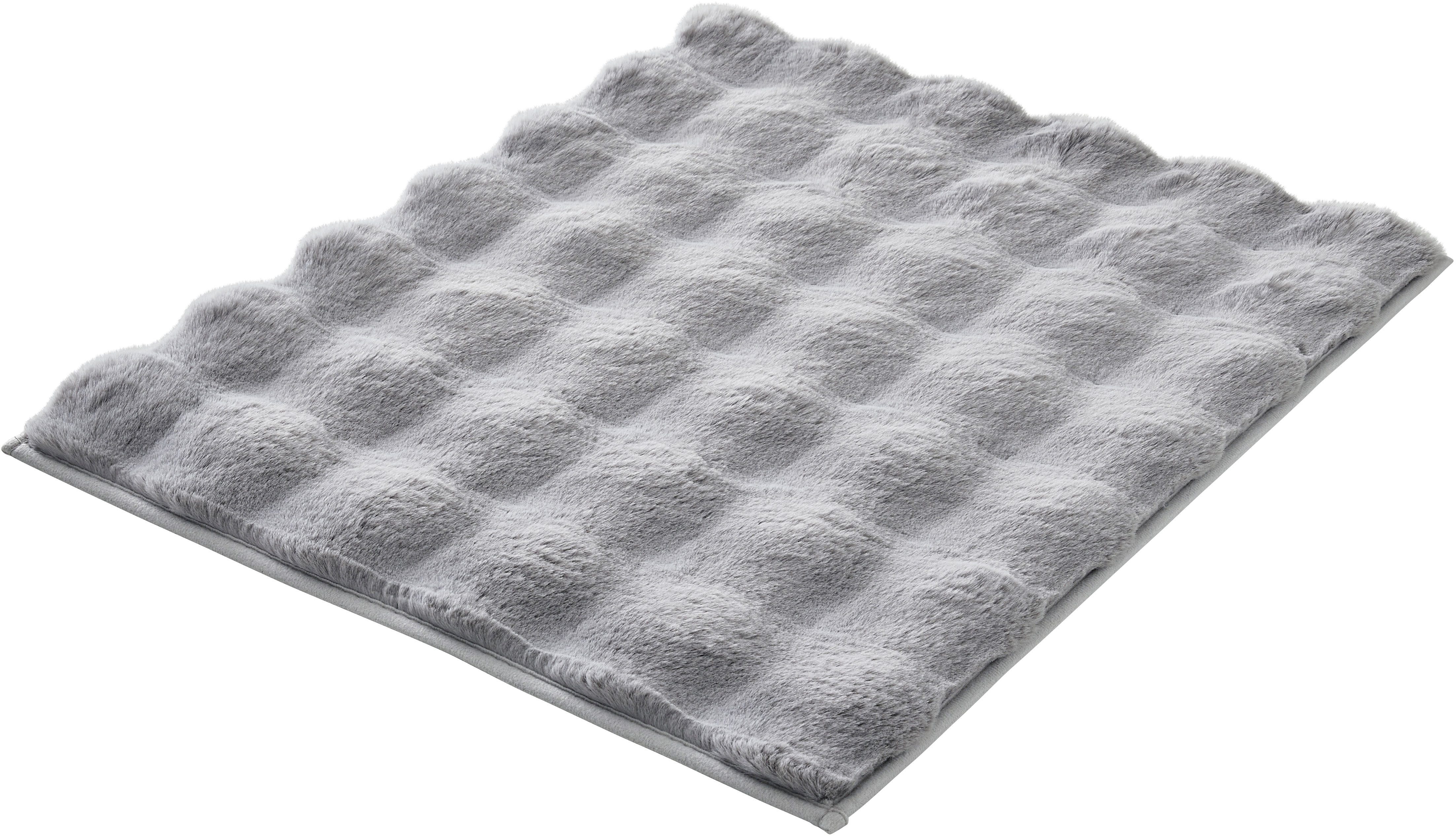 Kleine Wolke Badematte Cloud, Höhe 28 mm, rutschhemmend beschichtet, fußbodenheizungsgeeignet, Polyester, rechteckig, Badteppich, Uni Farben, Hoch-Tief Effekt, besonders weich