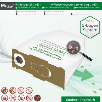 McFilter Staubsaugerbeutel Alternative zu Swirl V64 V 64, passend für Vorwerk Kobold VK 130, VK 131 SC, 6 St., mehrlagig, Pappdeckscheibe, inkl. Staubverschluss