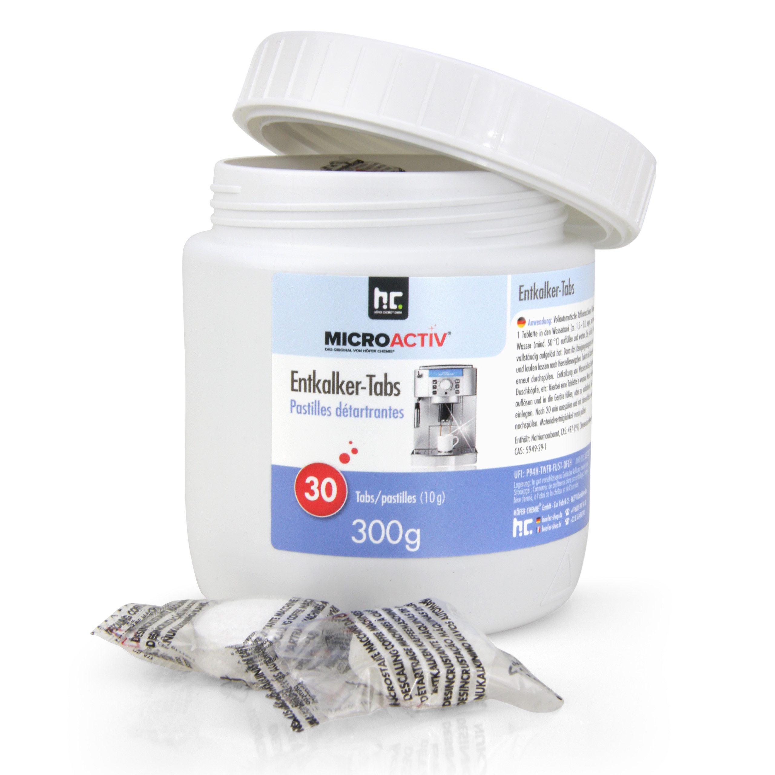 300g Microactiv® Entkalker Tabs für Kaffeemaschinen & Haushaltsgeräte Grundreiniger