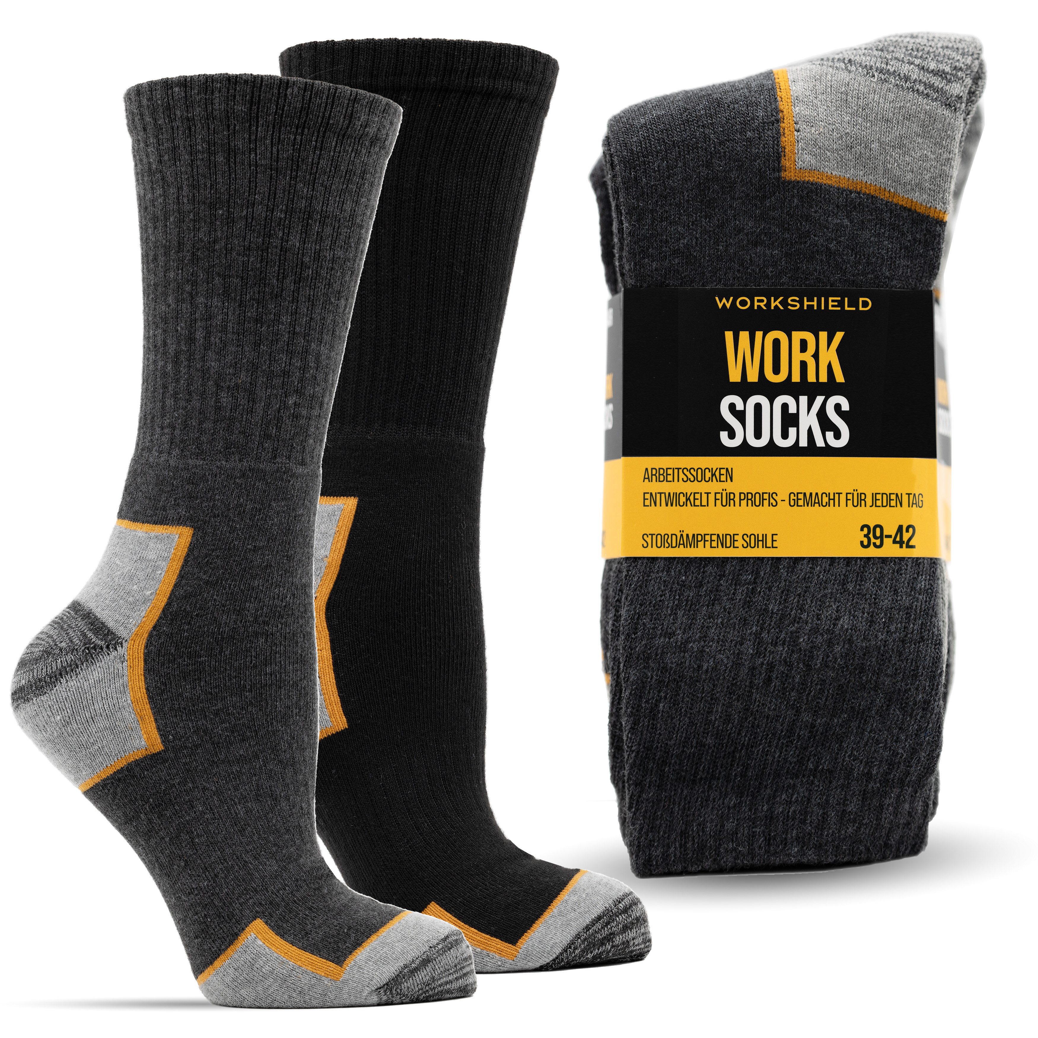 WORKSHIELD Arbeitssocken Herren – Robuste & gepolsterte Socken, atmungsaktiv, (10-Paar) verstärkte Ferse & Spitze, perfekter Sitz, für Arbeit & Alltag