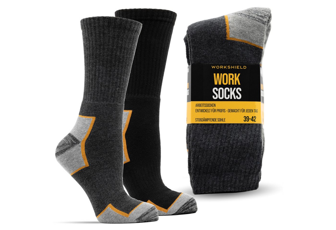 WORKSHIELD Arbeitssocken Herren – Robuste & gepolsterte Socken, atmungsaktiv, (10-Paar) verstärkte Ferse & Spitze, perfekter Sitz, für Arbeit & Alltag