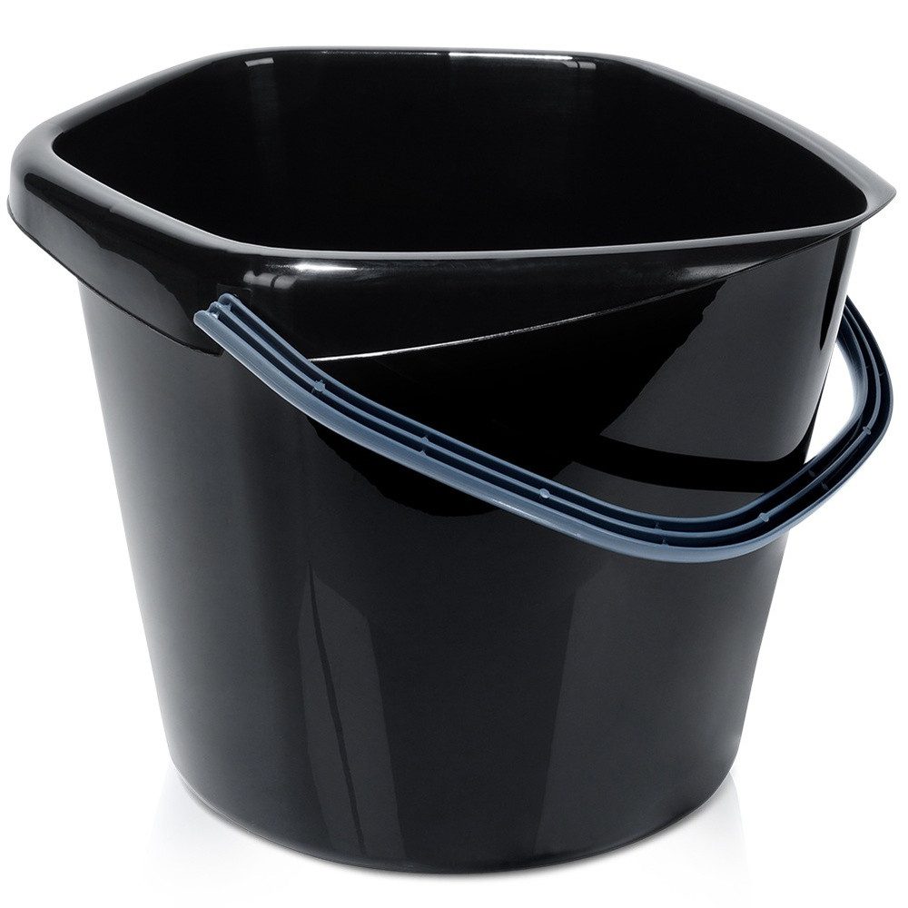 Vilde Putzeimer In Schwarz aus Kunststoff für Haushalt und Garten 14L, (1-tlg), mit grauem Griff mit Ausgießer für Reinigungsarbeiten