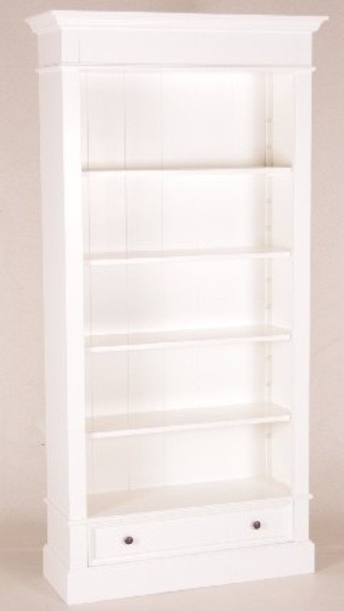 Casa Padrino Stauraumschrank Shabby Chic Landhaus Stil Schrank Bücherschrank Weiß B 100 H 200 cm- Schrank