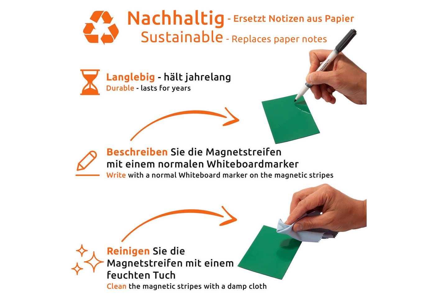 Thumbnail - ECENCE Magnet 30 Magnetstreifen beschreibbar Etiketten Magnete (30-St)