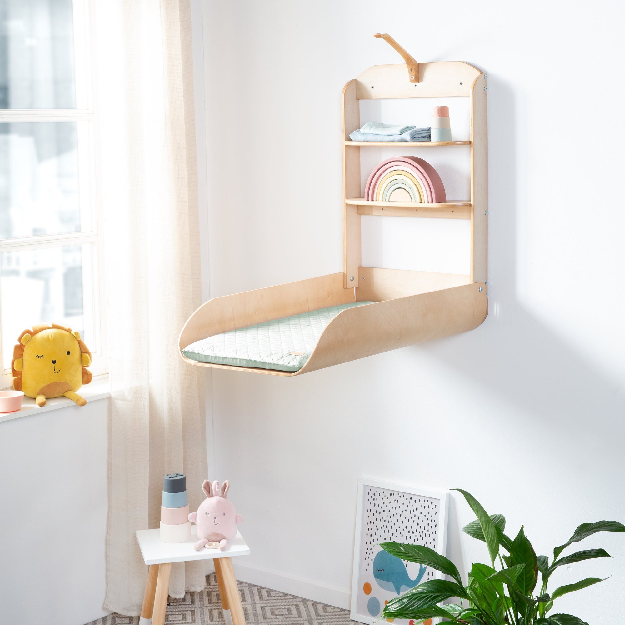 roba® Wickelregal Wandwickelregal, klappbarer Wickeltisch, Holz günstig online kaufen