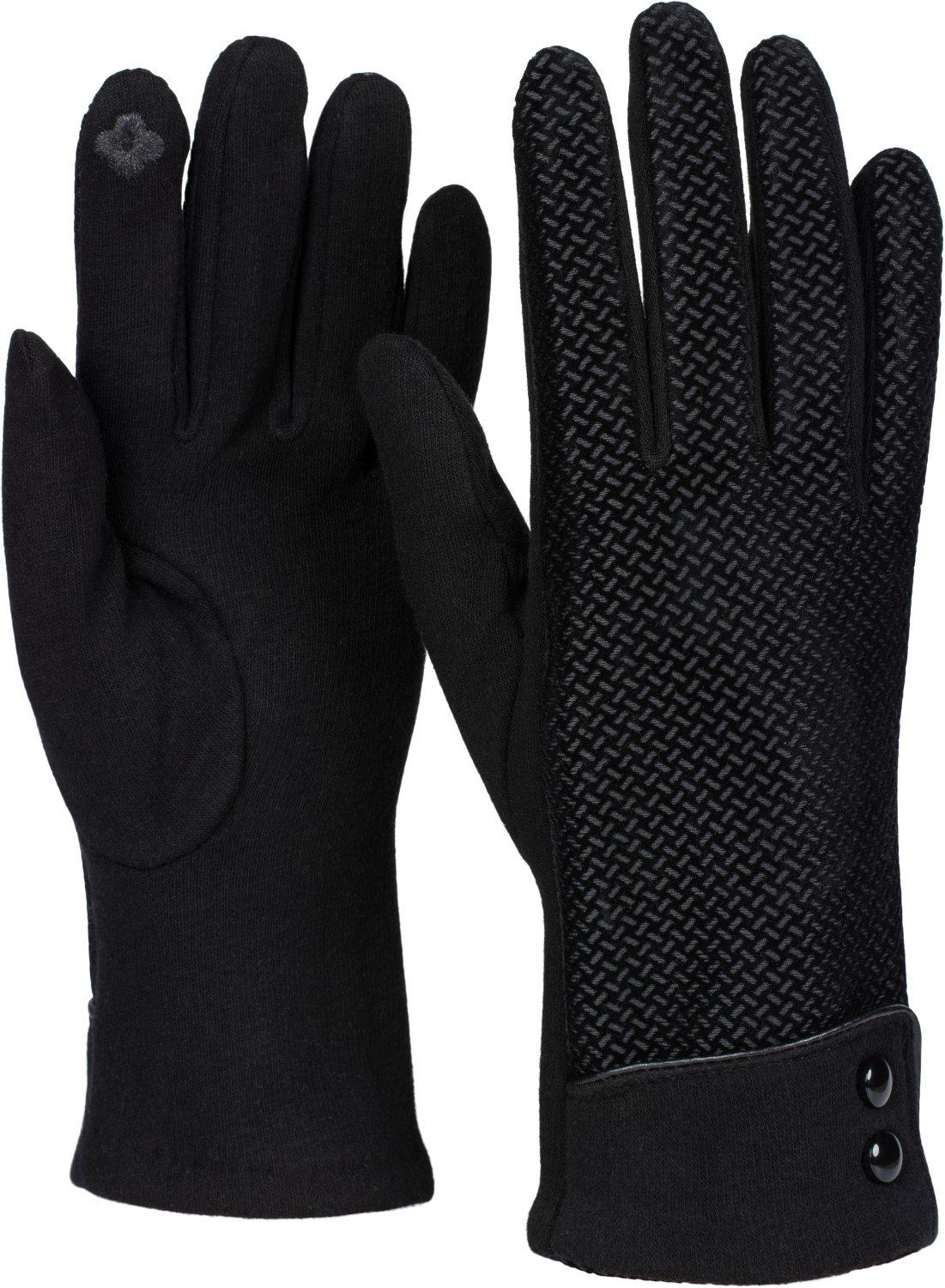 styleBREAKER Baumwollhandschuhe Touchscreen Handschuhe mit weichem Riffel Muster (1-St)