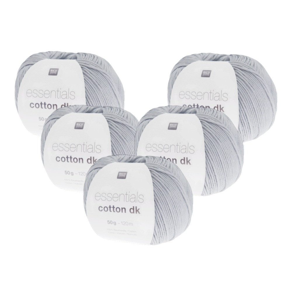 Rico Design 5 x RICO ESSENTIALS COTTON DK Häkelwolle, 240 m