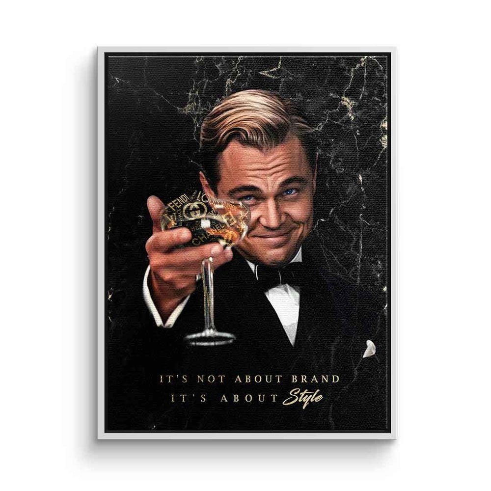 DOTCOMCANVAS® Leinwandbild, Leinwandbild Der große Gatsby Leonardo DiCaprio Wolf of Wall Street Ch weißer Rahmen