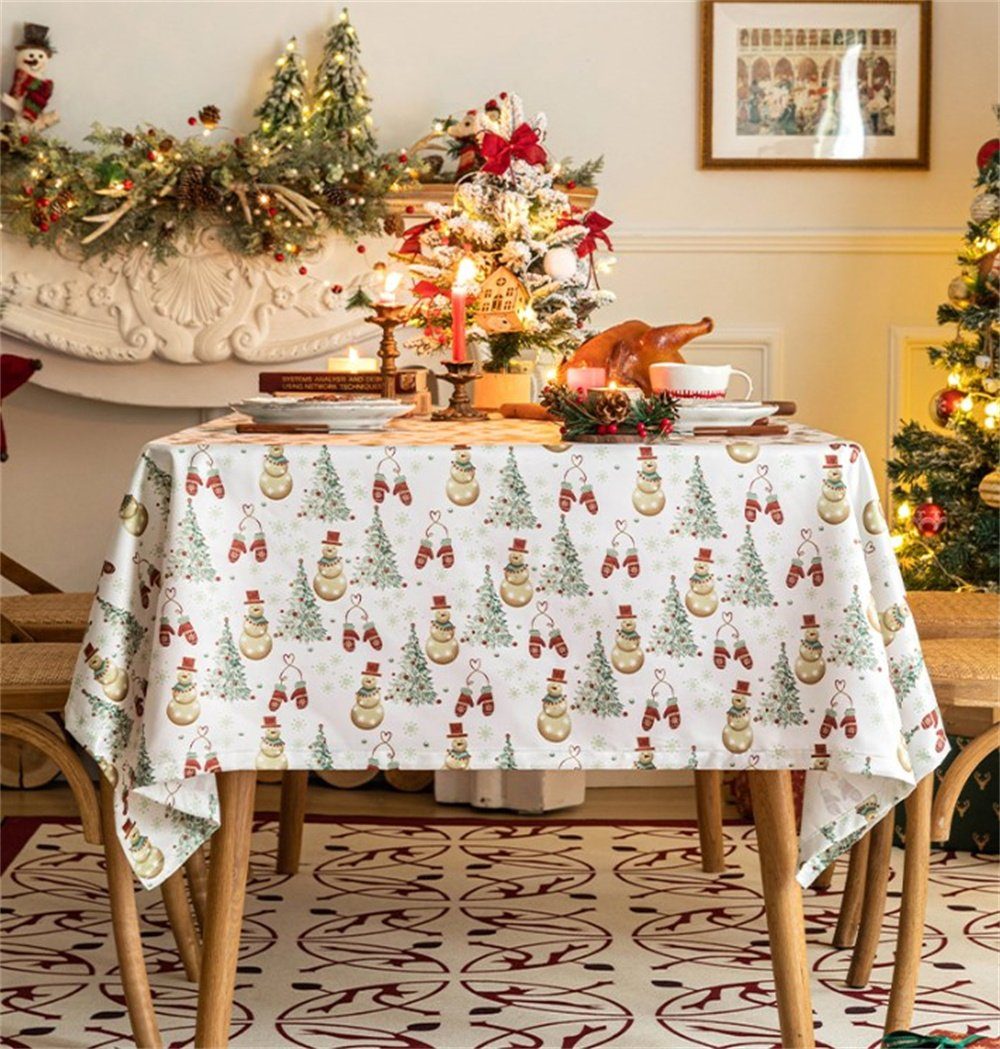Dekorative Tischdecke Weihnachtstischdecke, Weihnachten Tischdecke, Tischdecke Abwaschbar Abwaschbar Tischdekoration Groß Party Weihnachts (1-tlg), Groß für Tischtuch