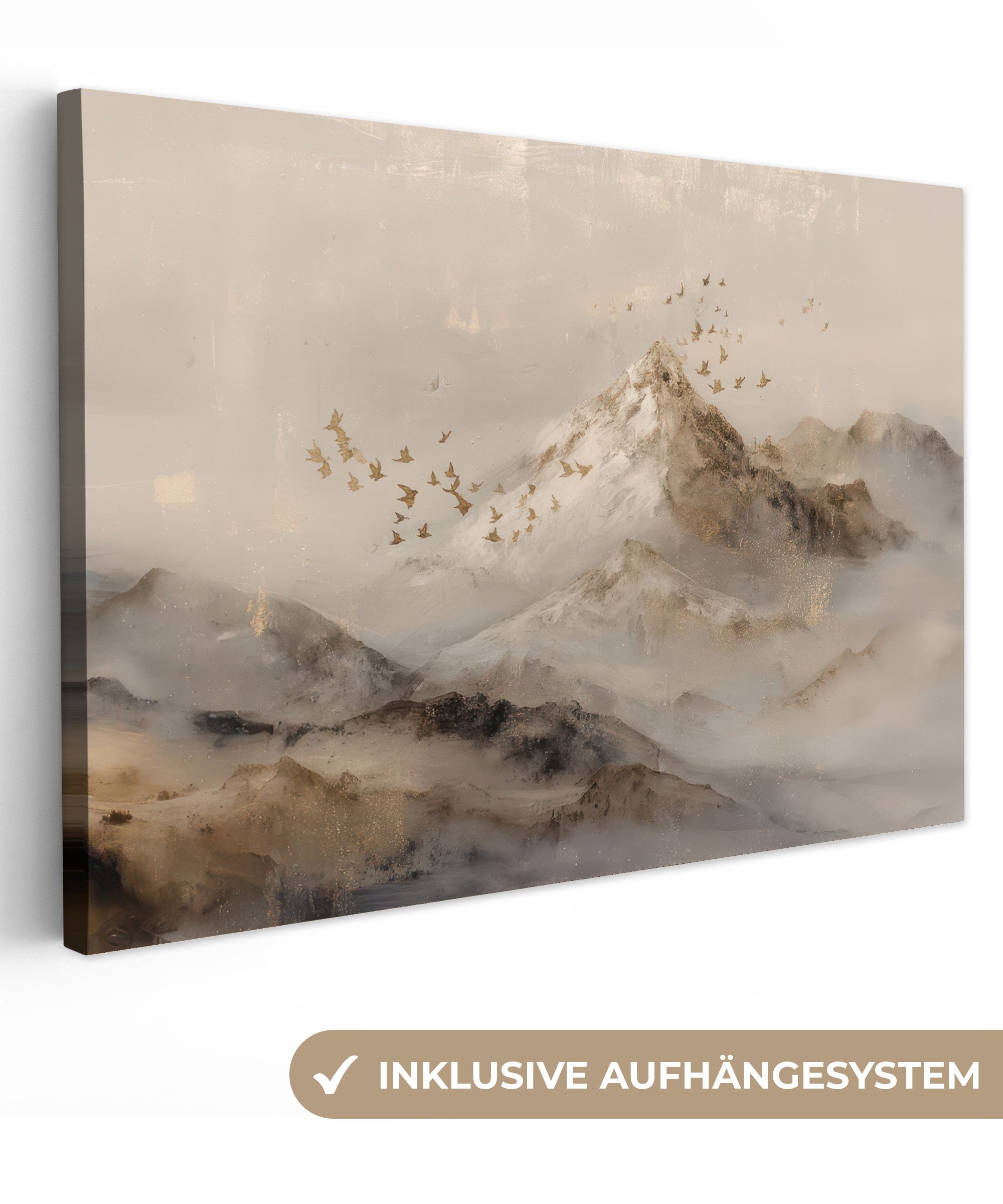OneMillionCanvasses® Leinwandbild Berglandschaft - Nebel - Pinselstriche, F günstig online kaufen